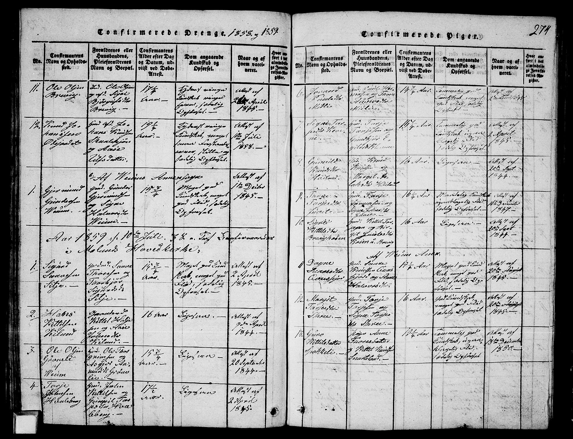 Fyresdal kirkebøker, SAKO/A-263/G/Ga/L0003: Parish register (copy) no. I 3, 1815-1863, p. 274