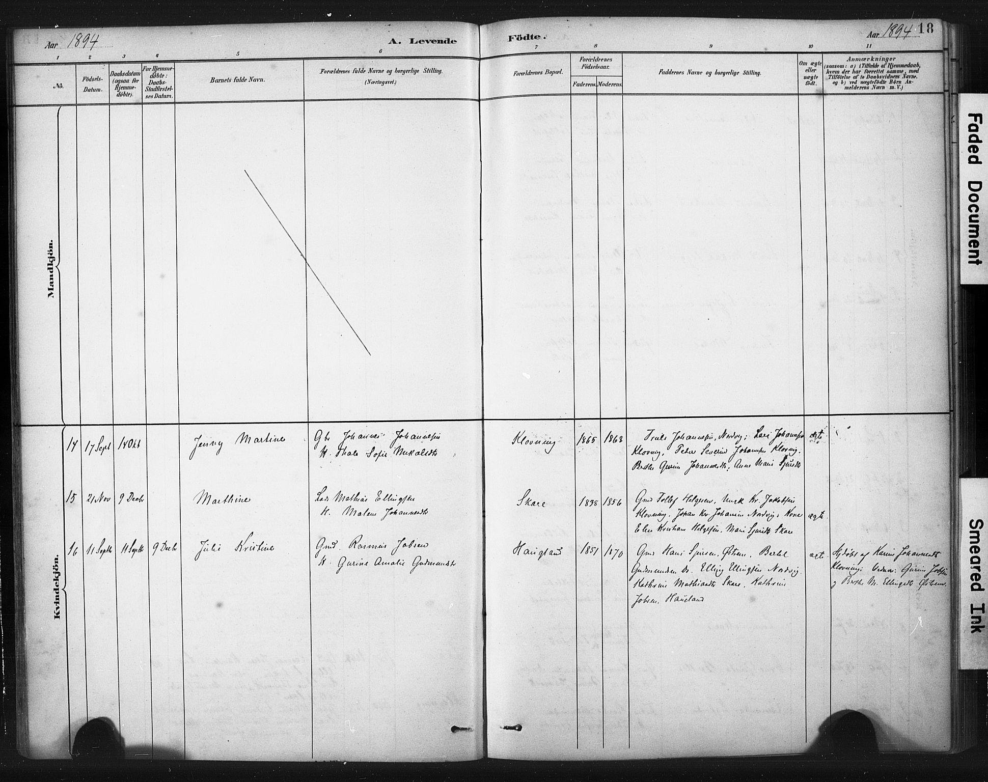 Torvastad sokneprestkontor, AV/SAST-A -101857/H/Ha/Haa/L0016: Parish register (official) no. A 15, 1883-1903, p. 18