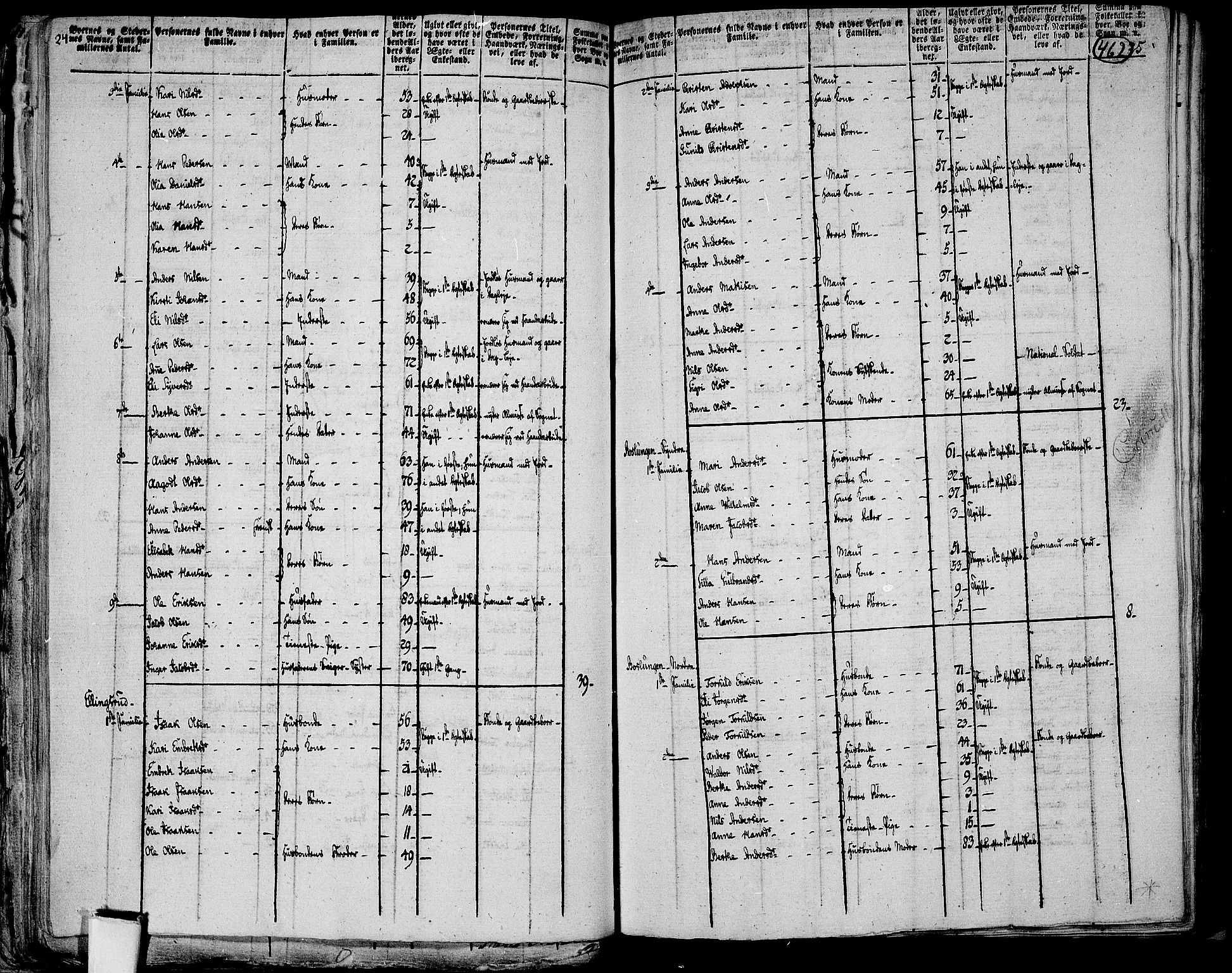 RA, 1801 census for 0421P Vinger, 1801, p. 461b-462a