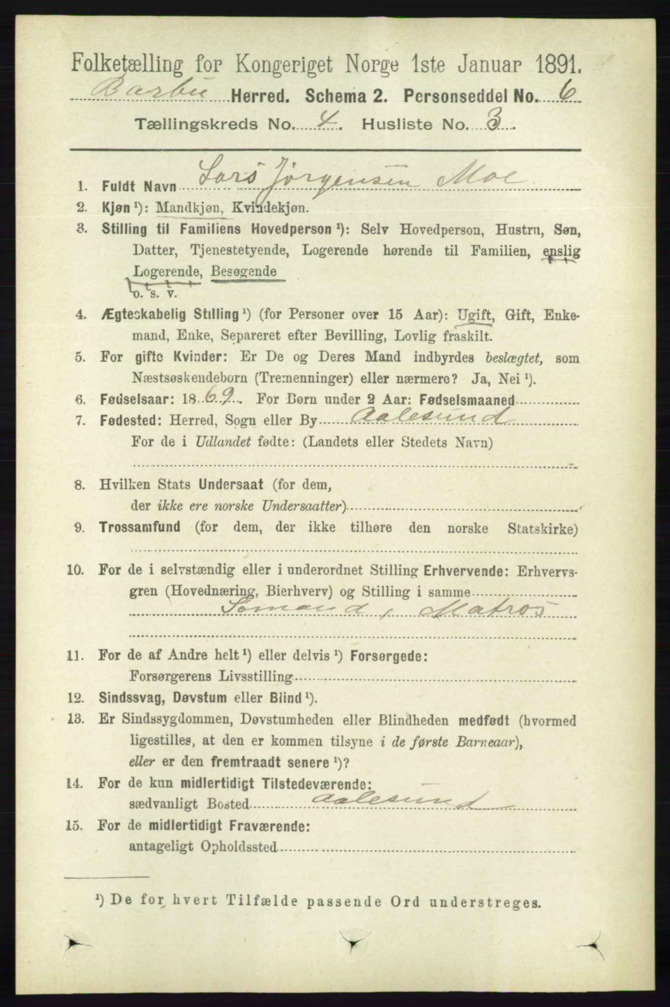 RA, 1891 census for 0990 Barbu, 1891, p. 2464