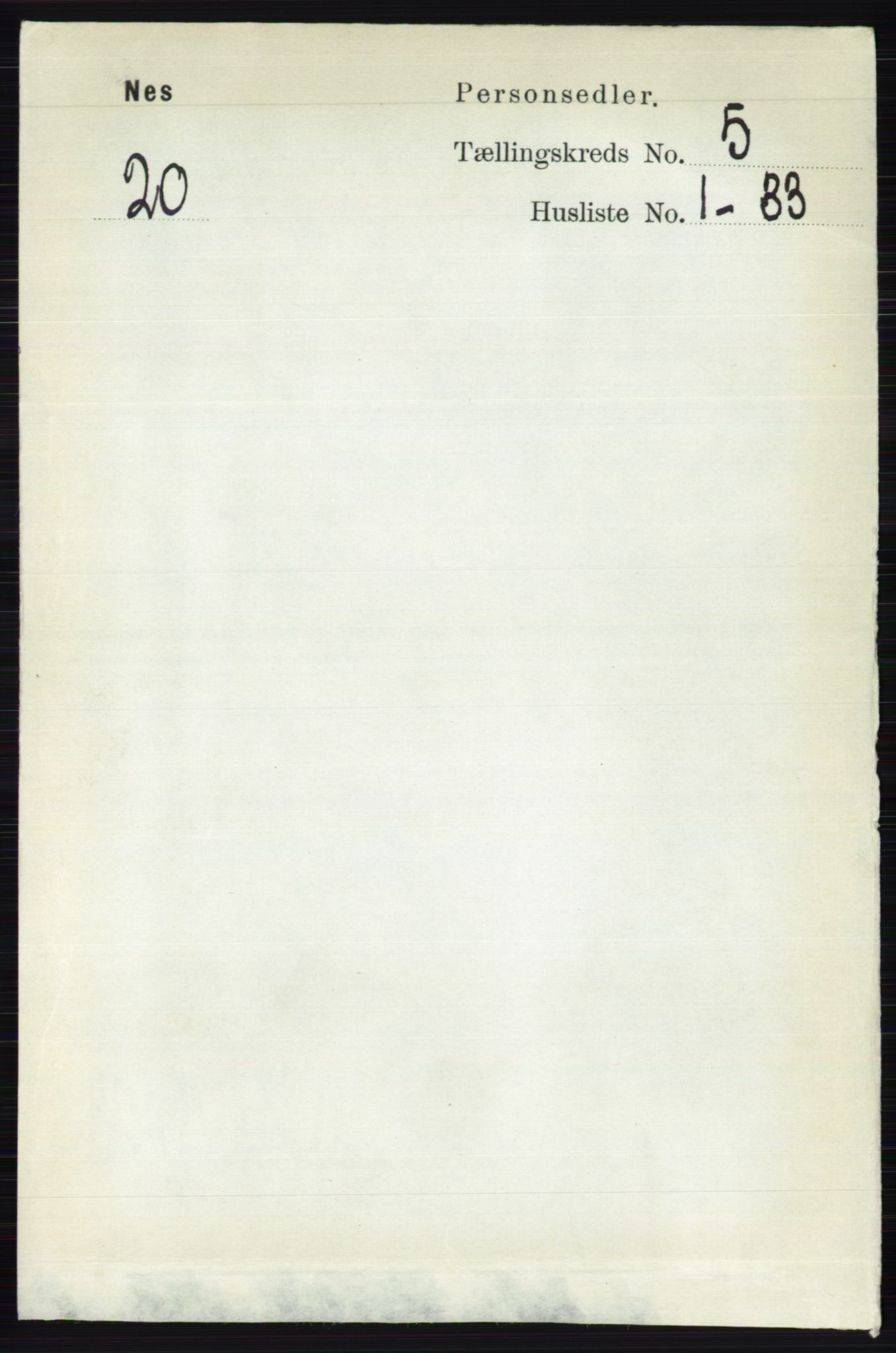 RA, 1891 census for 0411 Nes, 1891, p. 2609