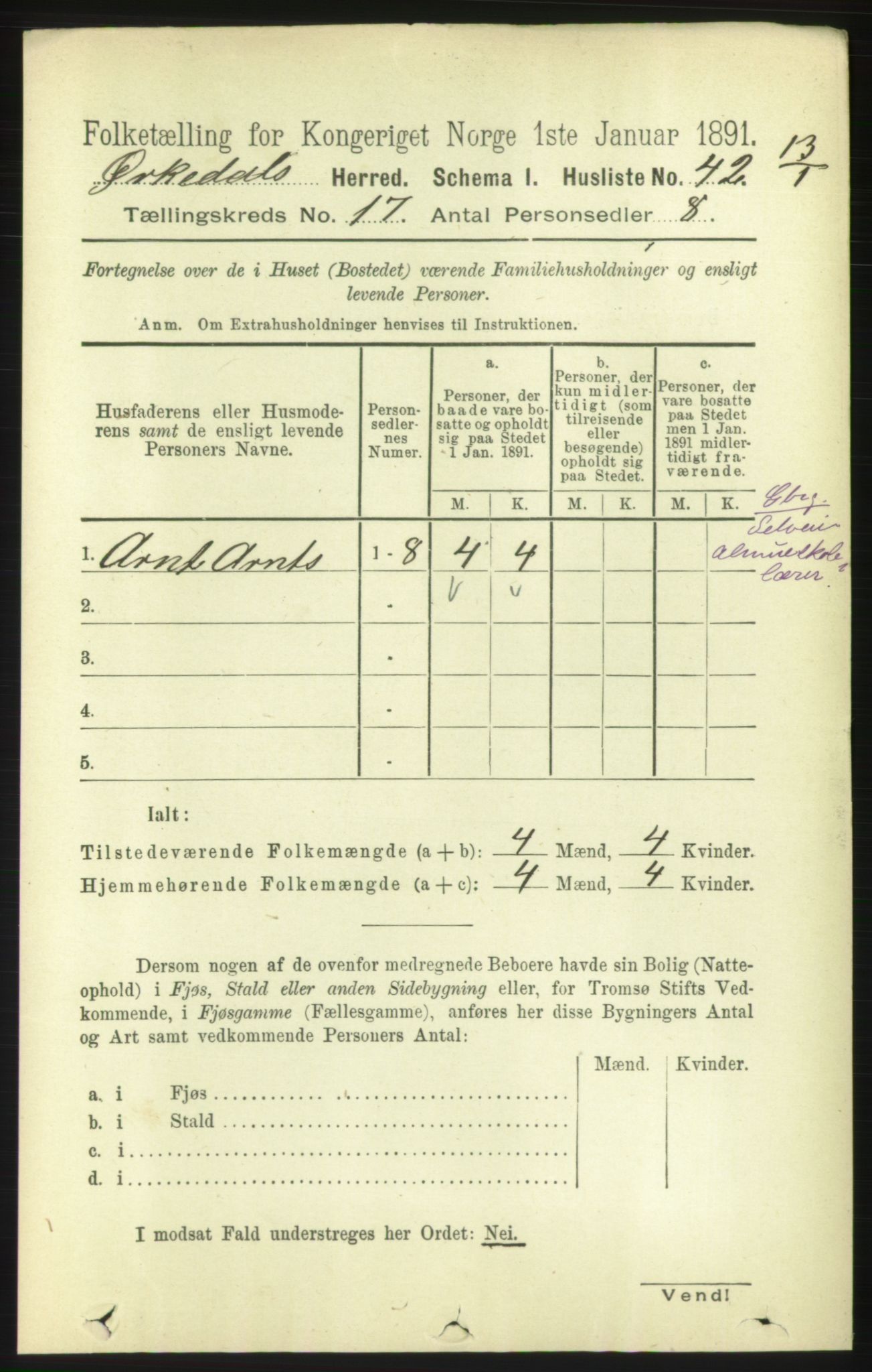 RA, 1891 census for 1638 Orkdal, 1891, p. 7379