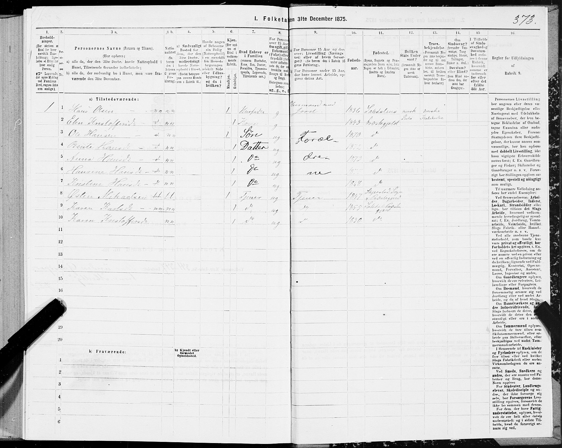 SAT, 1875 census for 1840P Saltdal, 1875, p. 1373