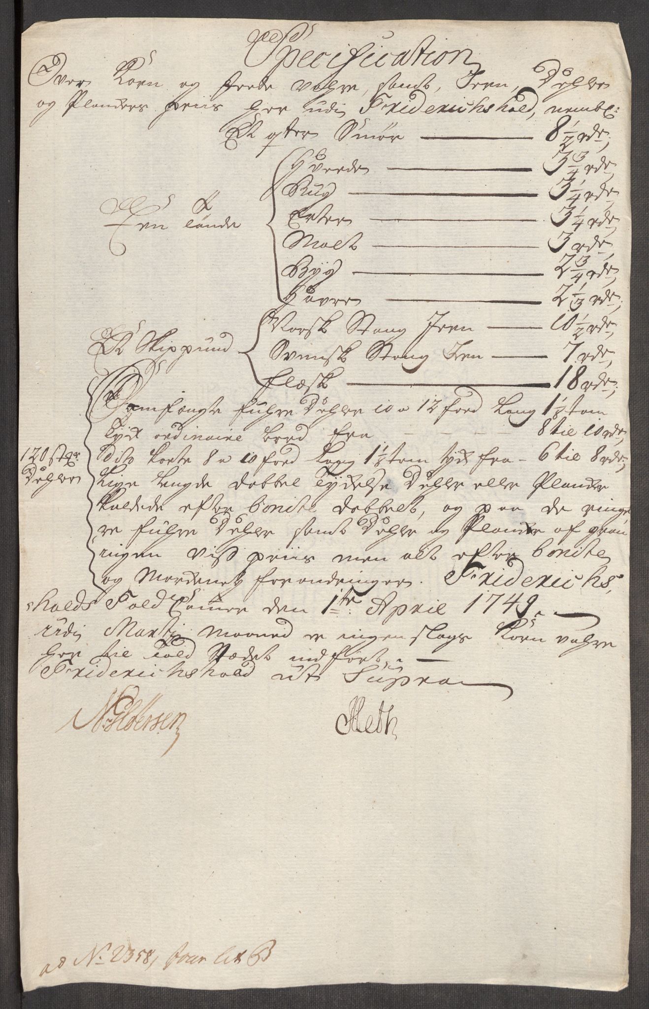 Rentekammeret inntil 1814, Realistisk ordnet avdeling, AV/RA-EA-4070/Oe/L0004: [Ø1]: Priskuranter, 1749-1752, p. 5