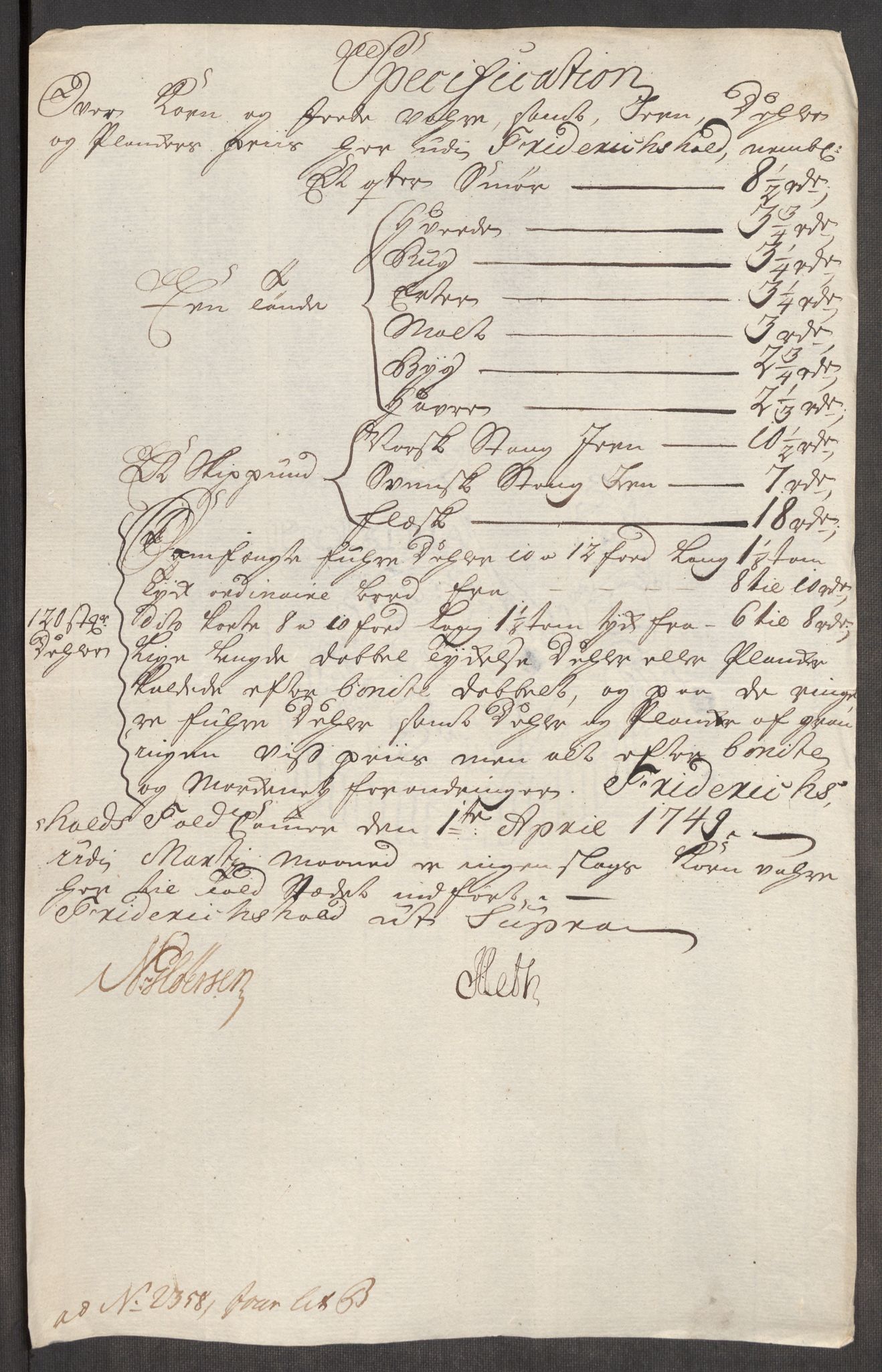 Rentekammeret inntil 1814, Realistisk ordnet avdeling, RA/EA-4070/Oe/L0004: [Ø1]: Priskuranter, 1749-1752, p. 5