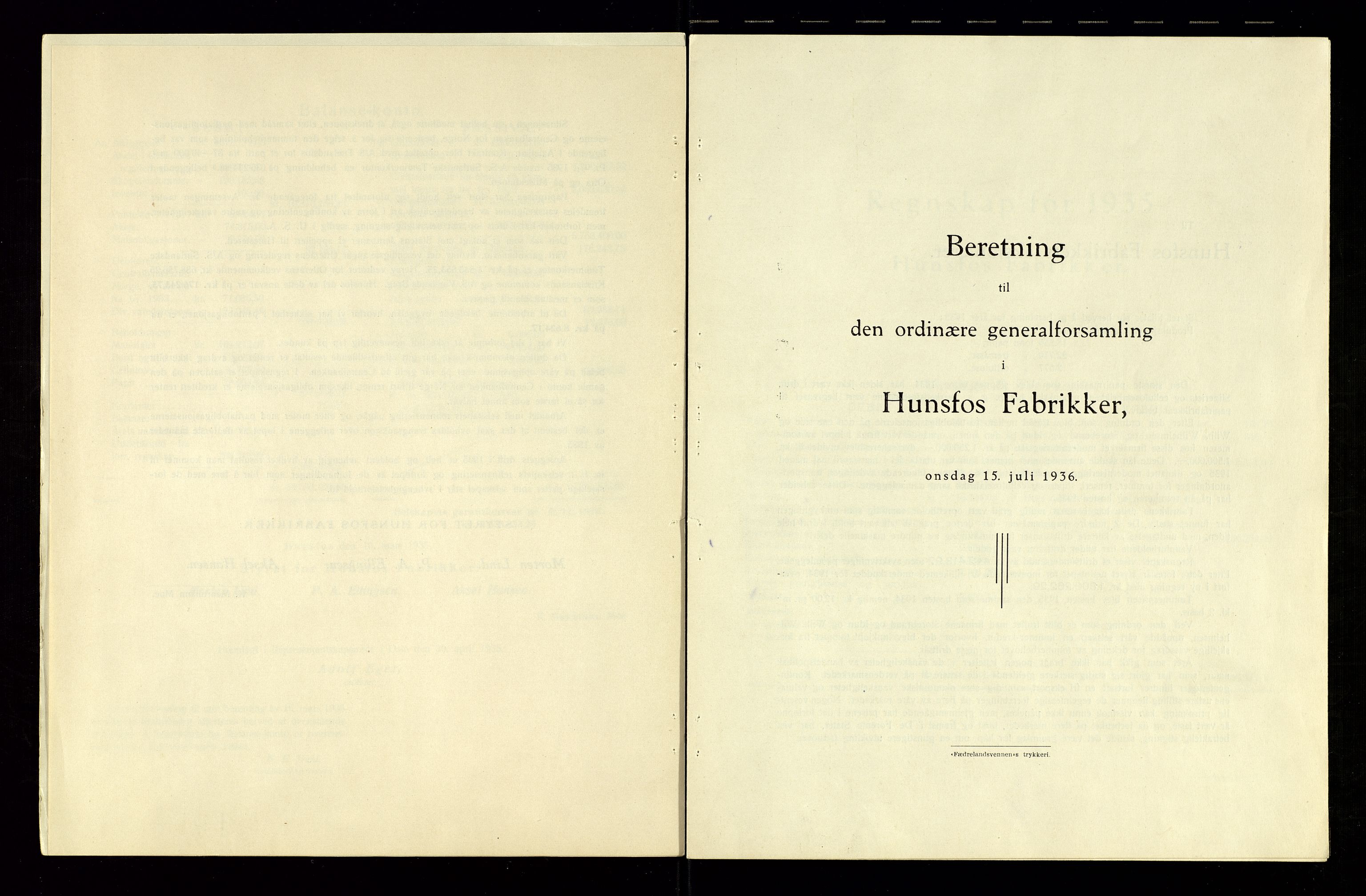 Hunsfos fabrikker, AV/SAK-D/1440/01/L0001/0003: Vedtekter, anmeldelser og årsberetninger / Årsberetninger og regnskap, 1918-1989, p. 73