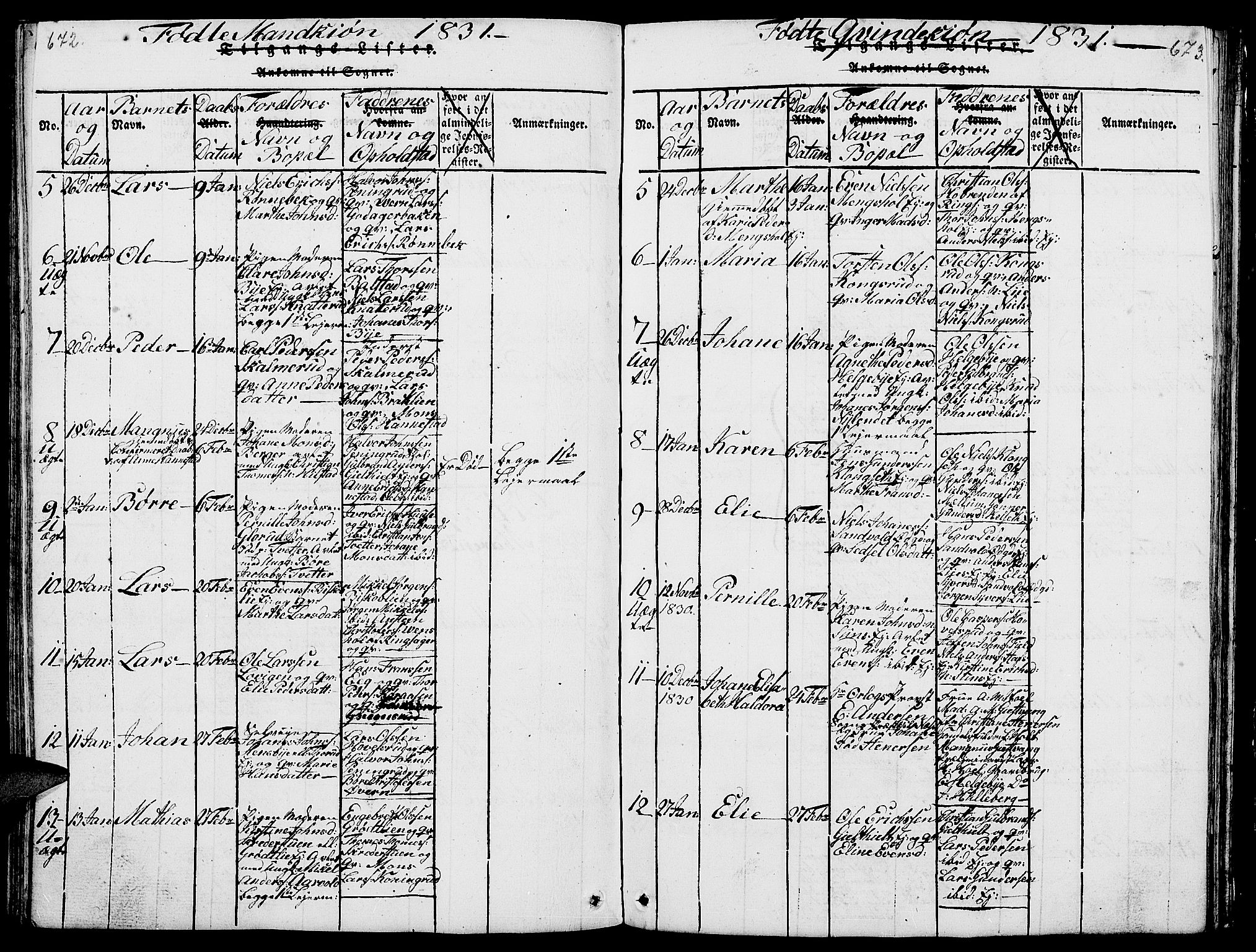 Nes prestekontor, Hedmark, AV/SAH-PREST-020/L/La/L0003: Parish register (copy) no. 3, 1814-1831, p. 672-673