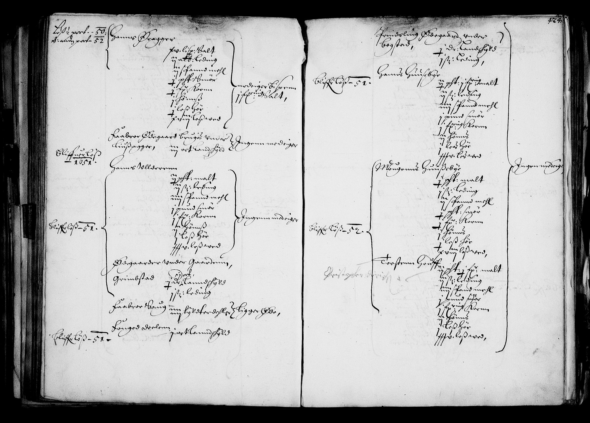 Rentekammeret inntil 1814, Realistisk ordnet avdeling, AV/RA-EA-4070/N/Na/L0001: [XI f]: Akershus stifts jordebok, 1652, p. 423b-424a