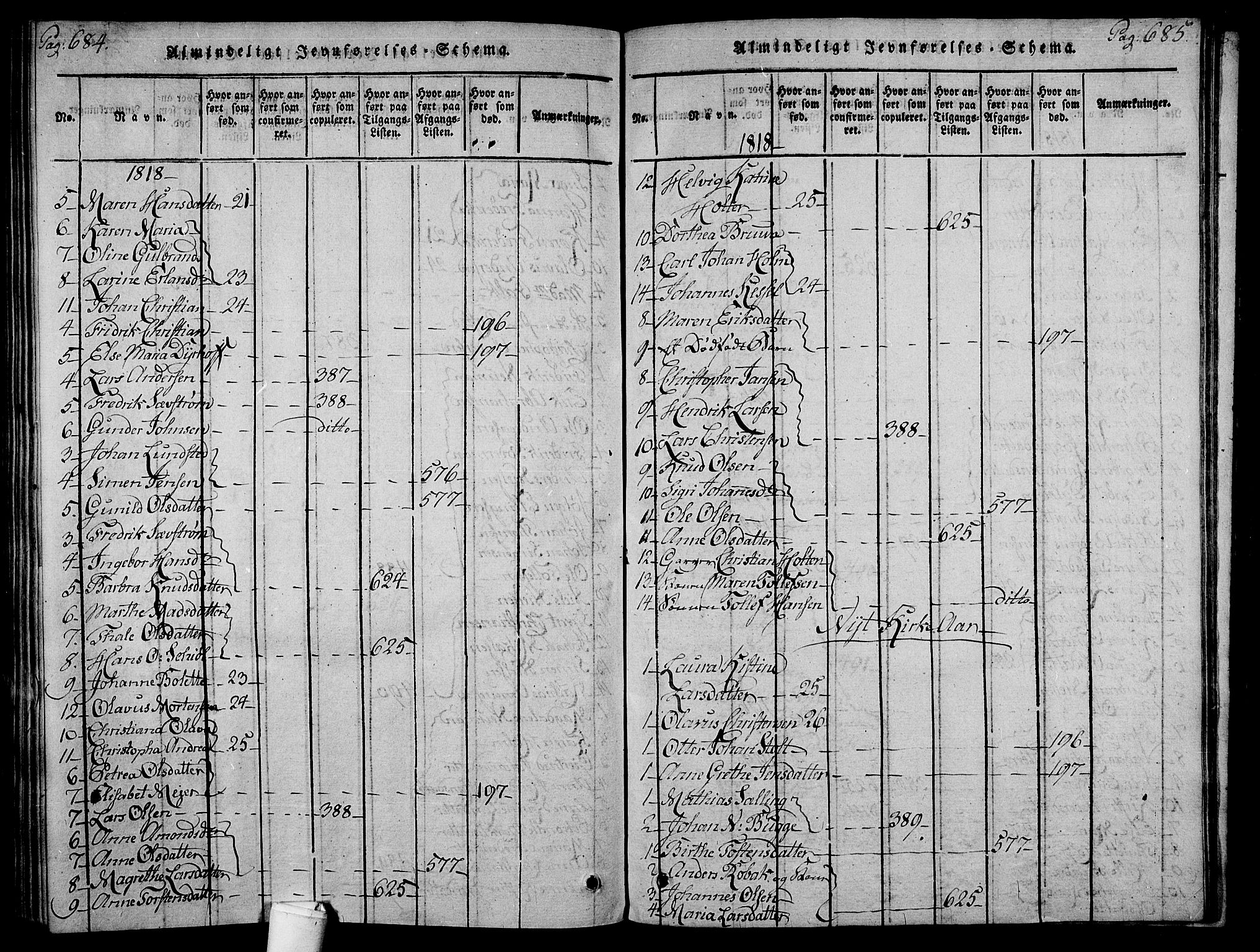 Holmestrand kirkebøker, SAKO/A-346/F/Fa/L0001: Parish register (official) no. 1, 1814-1840, p. 684-685