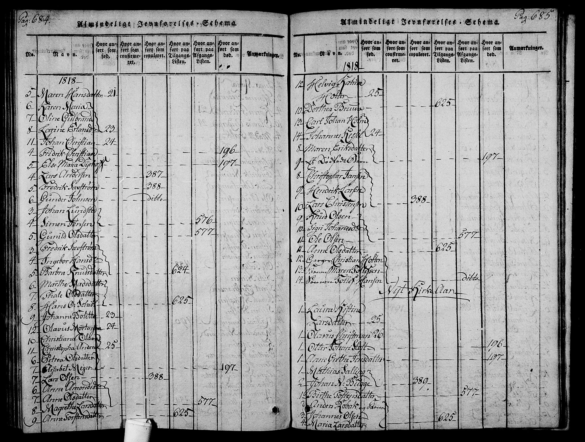 Holmestrand kirkebøker, AV/SAKO-A-346/F/Fa/L0001: Parish register (official) no. 1, 1814-1840, p. 684-685