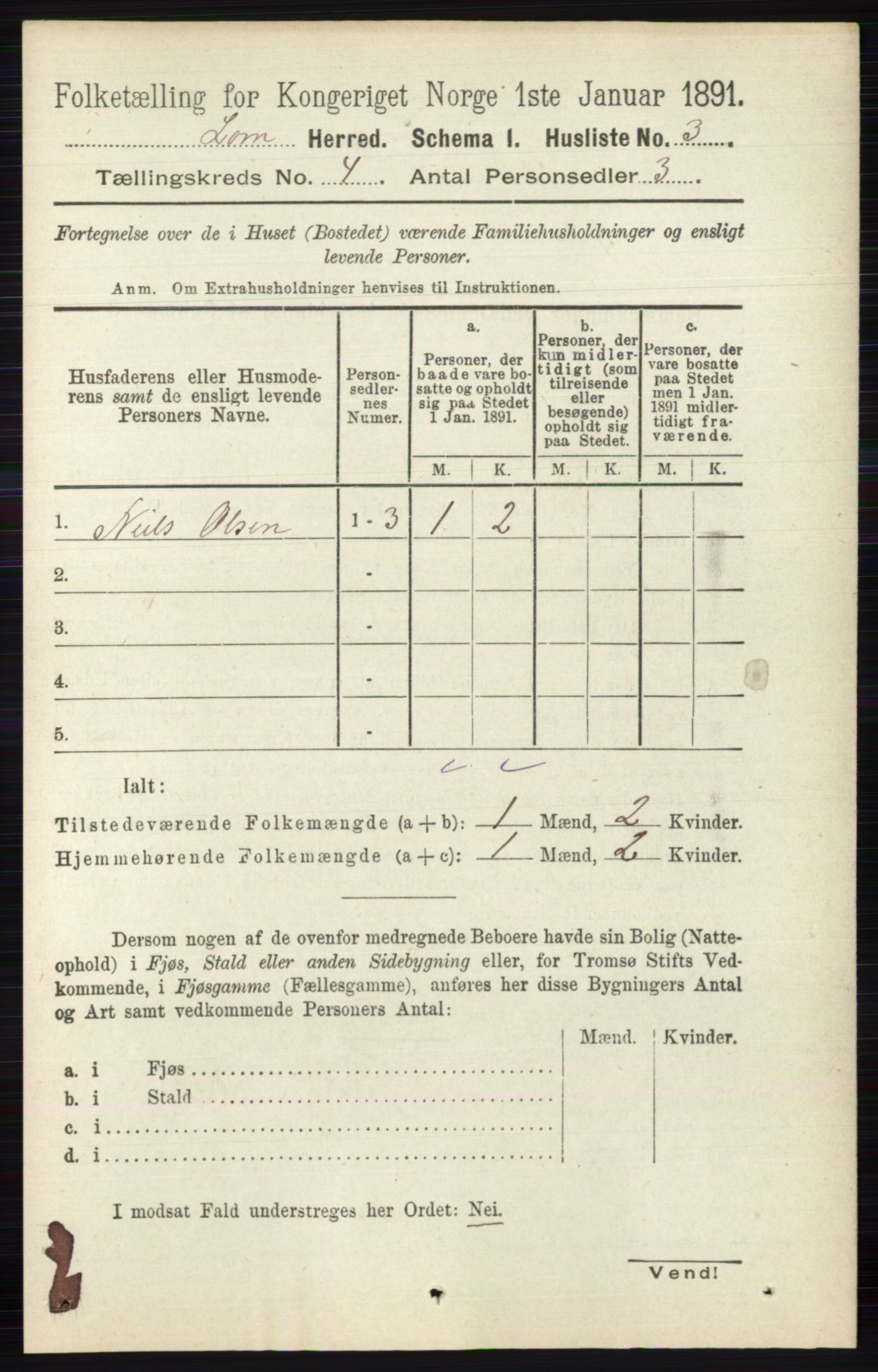 RA, 1891 census for 0514 Lom, 1891, p. 1458