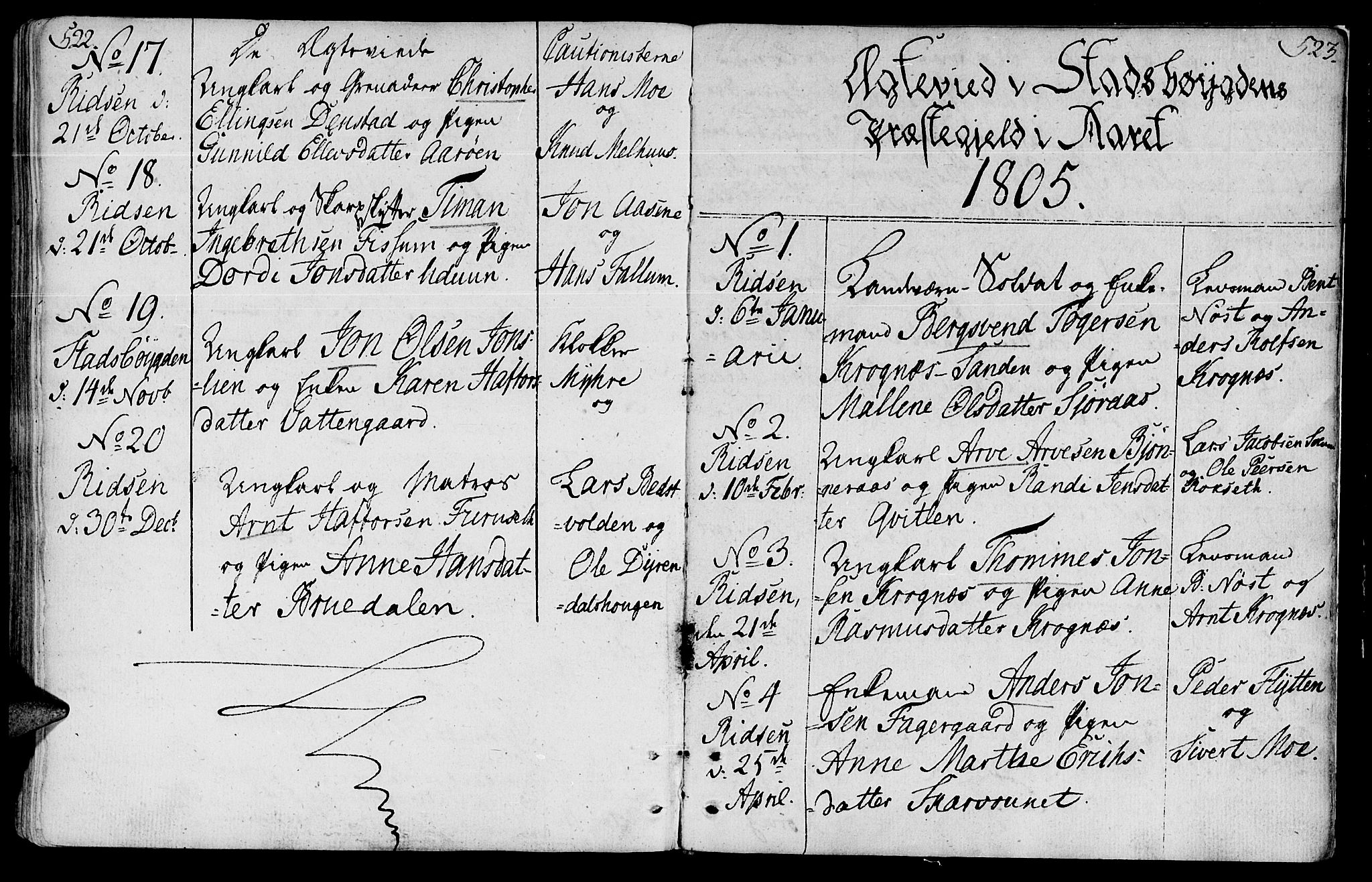 Ministerialprotokoller, klokkerbøker og fødselsregistre - Sør-Trøndelag, SAT/A-1456/646/L0606: Parish register (official) no. 646A04, 1791-1805, p. 522-523