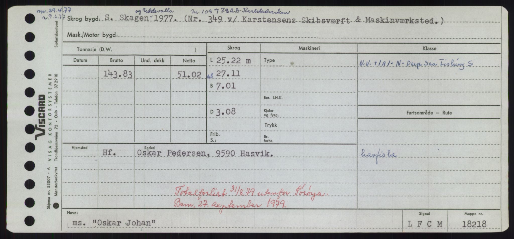 Sjøfartsdirektoratet med forløpere, Skipsmålingen, RA/S-1627/H/Hd/L0028: Fartøy, O, p. 447
