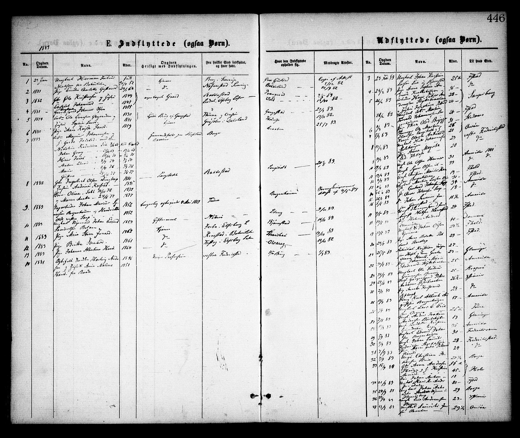 Skjeberg prestekontor Kirkebøker, SAO/A-10923/F/Fa/L0008: Parish register (official) no. I 8, 1869-1885, p. 446
