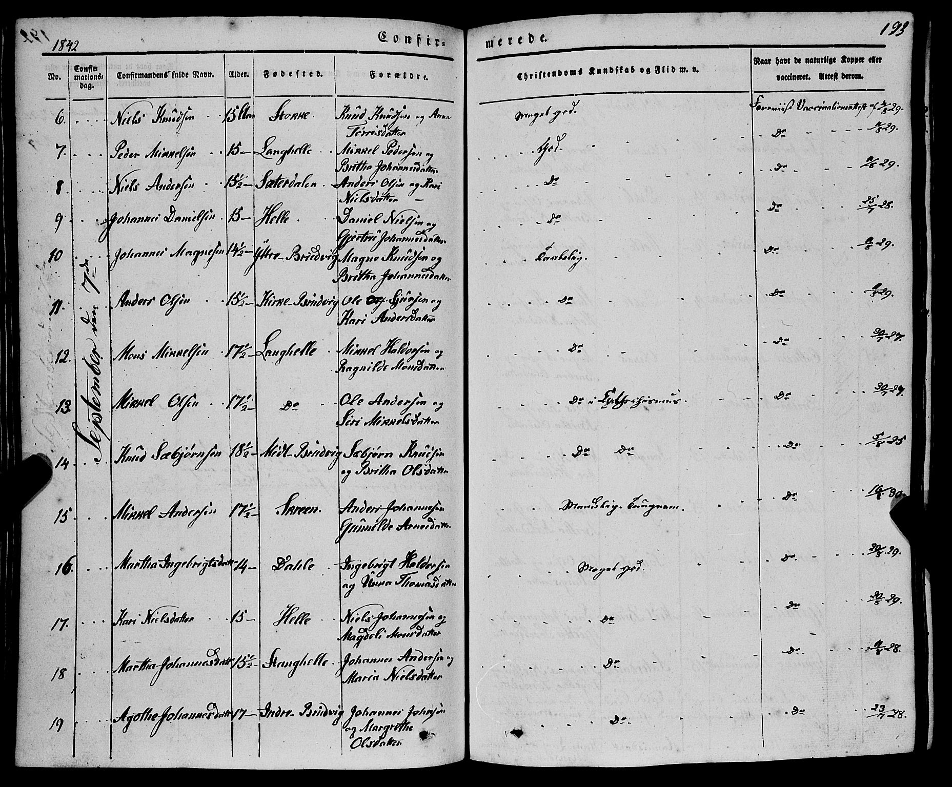 Haus sokneprestembete, AV/SAB-A-75601/H/Haa: Parish register (official) no. A 15, 1838-1847, p. 193