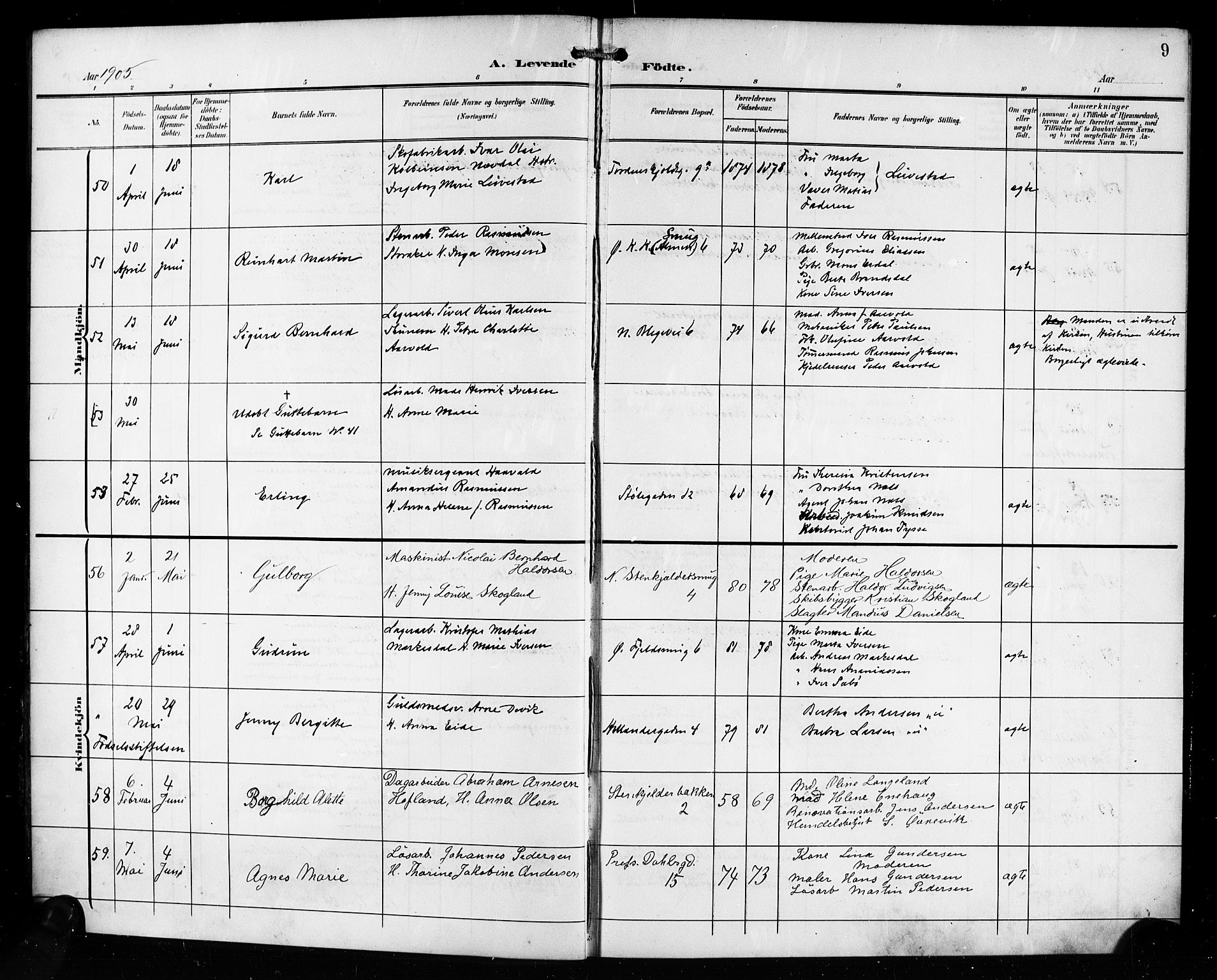 Korskirken sokneprestembete, AV/SAB-A-76101/H/Hab: Parish register (copy) no. B 11, 1905-1916, p. 9