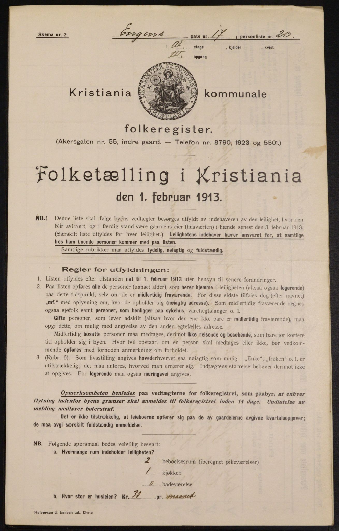 OBA, Municipal Census 1913 for Kristiania, 1913, p. 22029