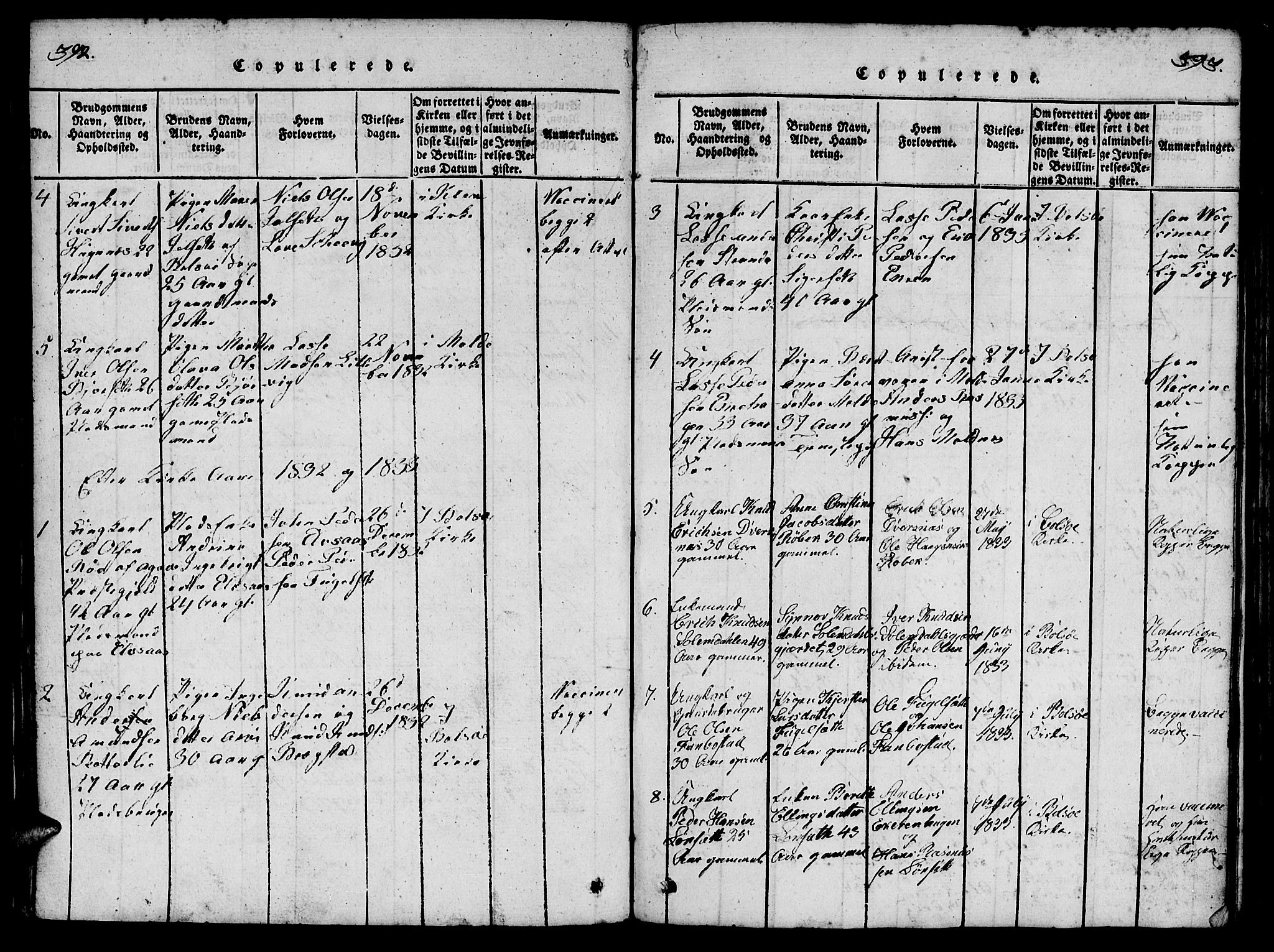 Ministerialprotokoller, klokkerbøker og fødselsregistre - Møre og Romsdal, SAT/A-1454/555/L0652: Parish register (official) no. 555A03, 1817-1843, p. 392-393