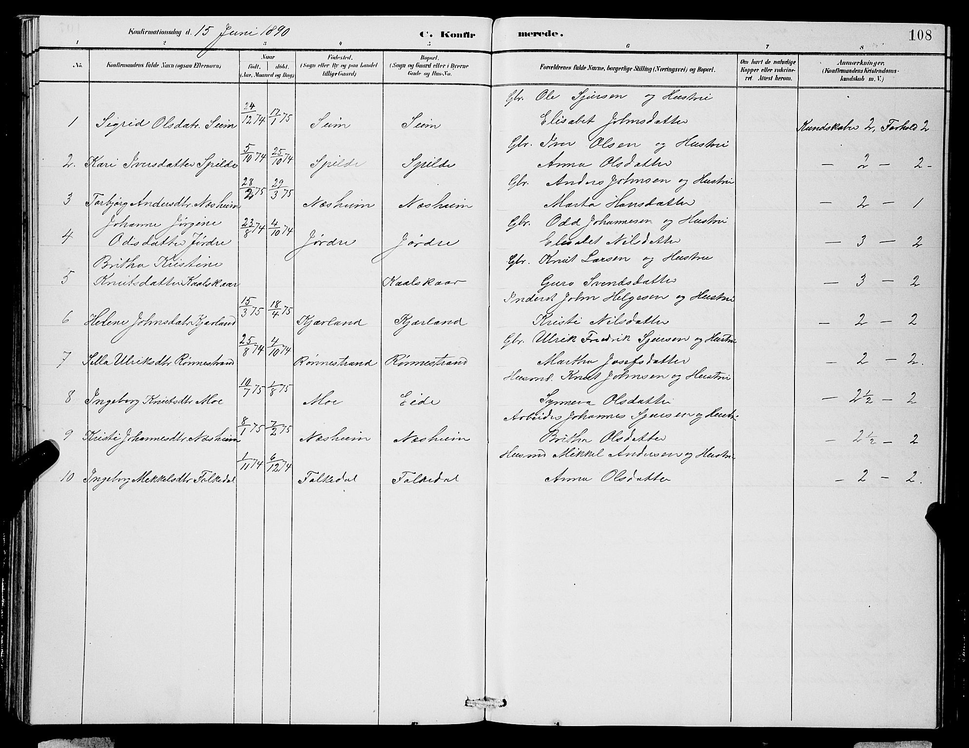 Ulvik sokneprestembete, SAB/A-78801/H/Hab: Parish register (copy) no. B 3, 1884-1901, p. 108