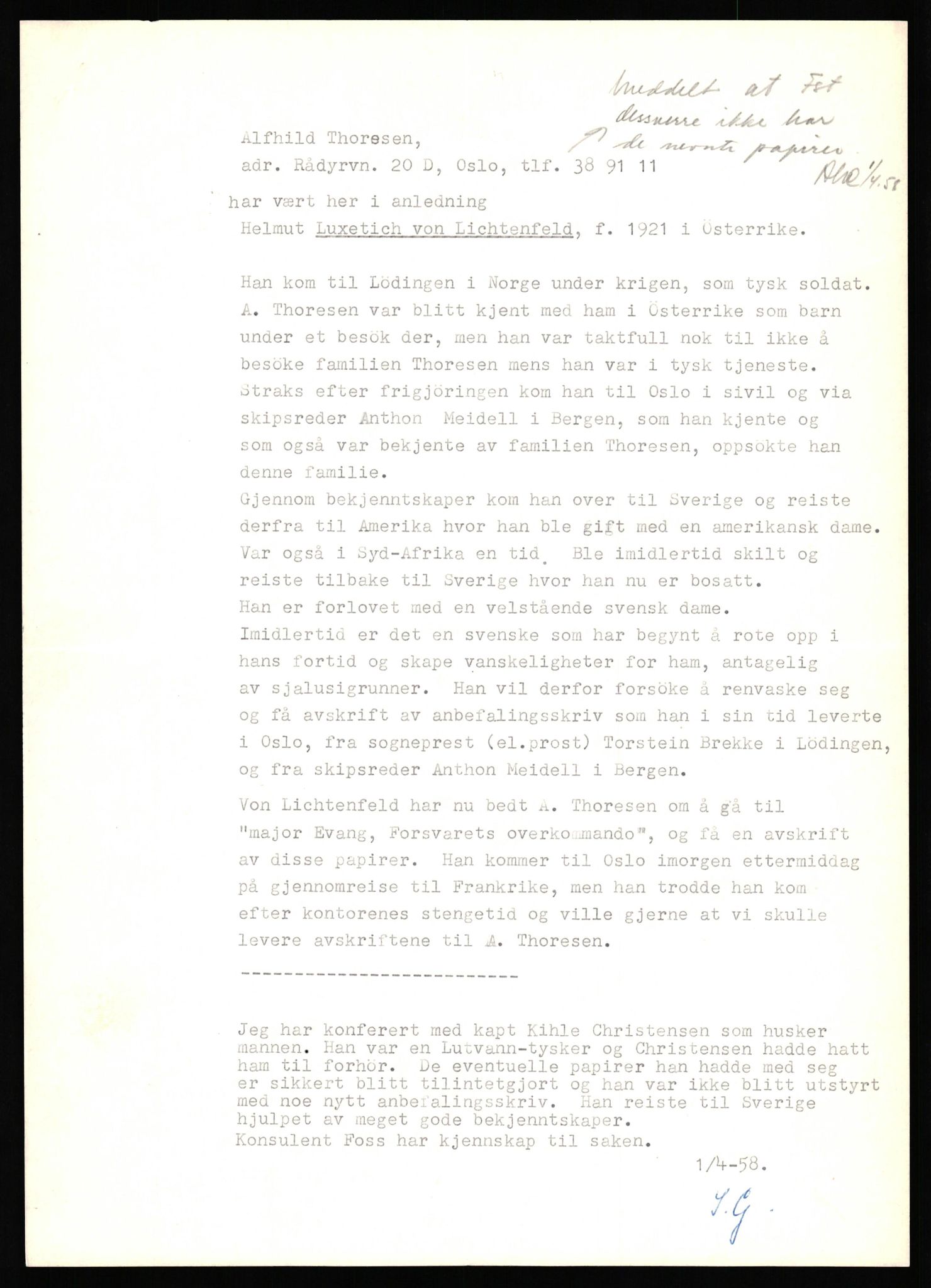 Forsvaret, Forsvarets overkommando II, AV/RA-RAFA-3915/D/Db/L0039: CI Questionaires. Tyske okkupasjonsstyrker i Norge. Østerrikere., 1945-1946, p. 312