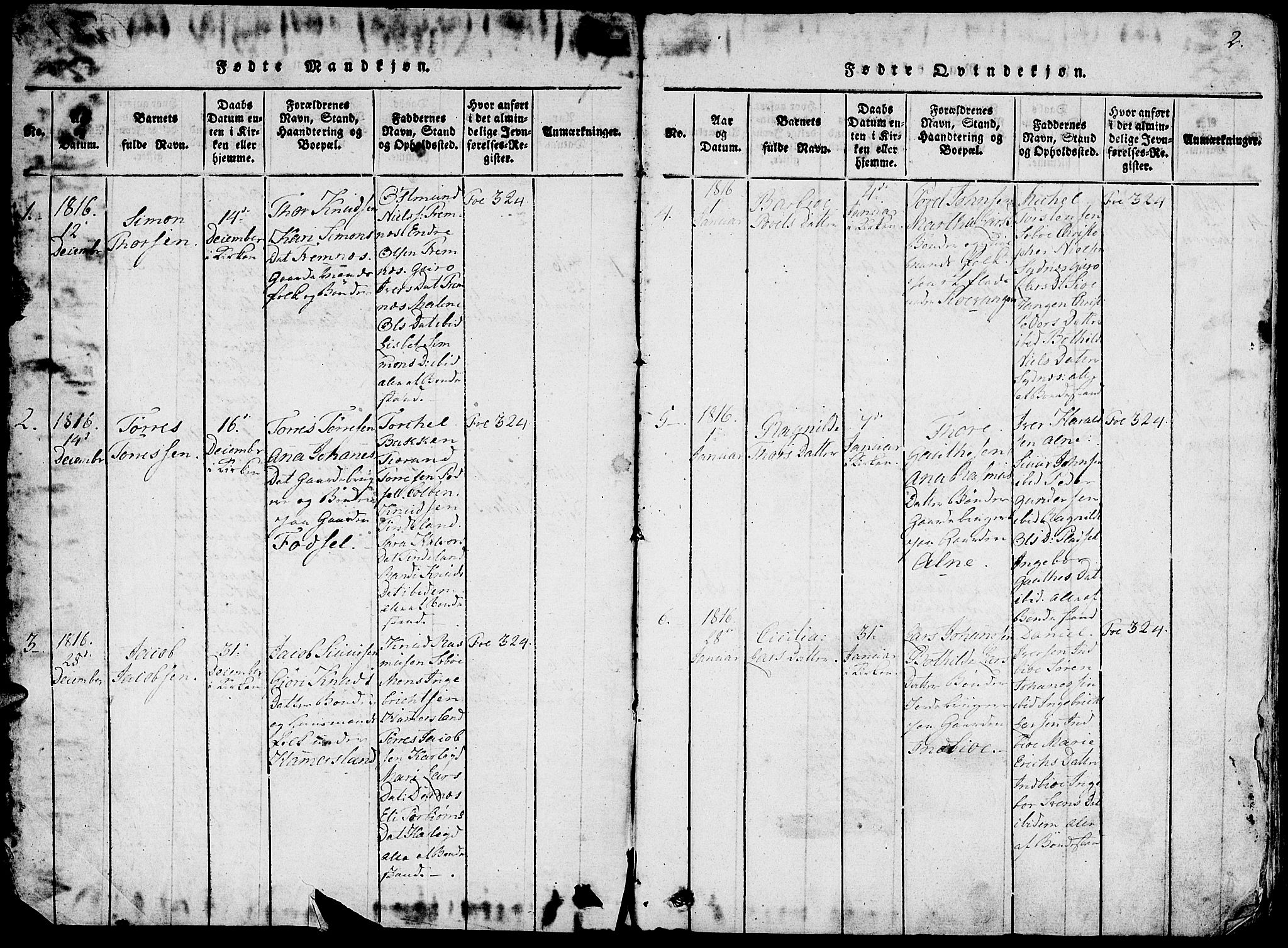 Fjelberg sokneprestembete, AV/SAB-A-75201/H/Haa: Parish register (official) no. A 4, 1816-1822, p. 2