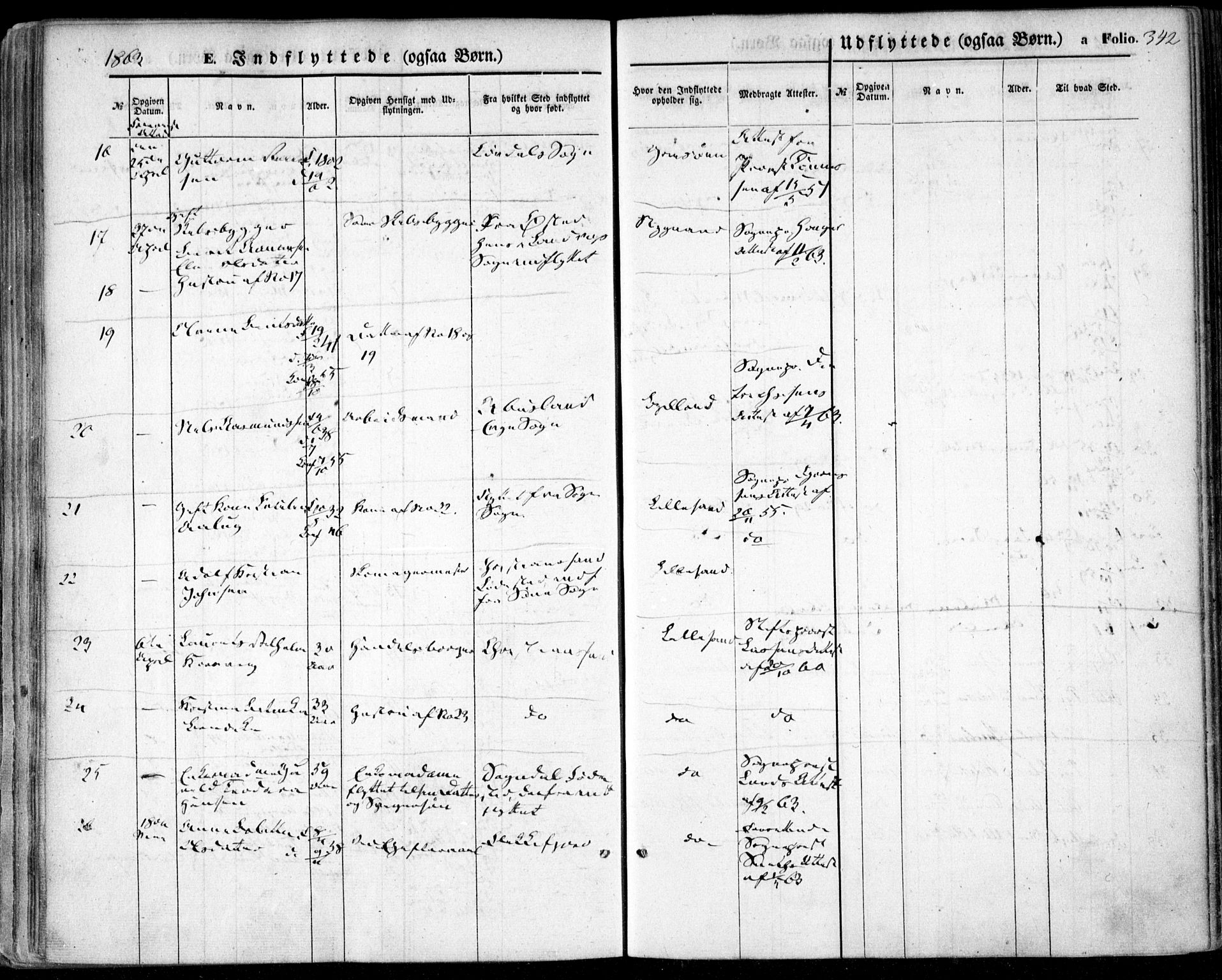 Vestre Moland sokneprestkontor, SAK/1111-0046/F/Fa/Fab/L0007: Parish register (official) no. A 7, 1859-1872, p. 342