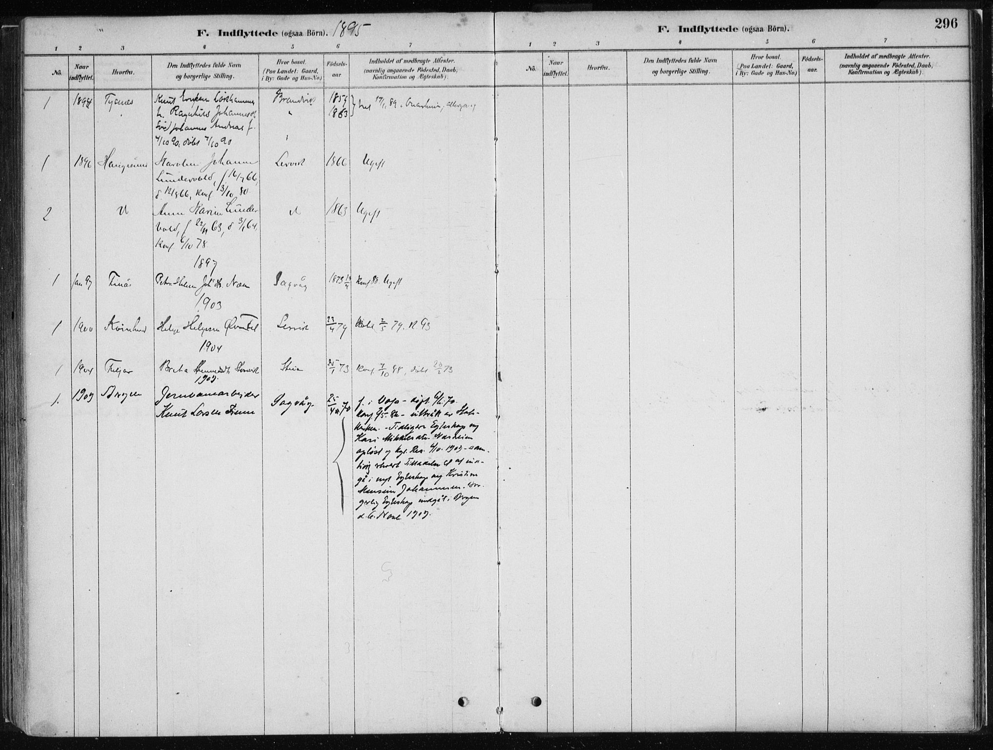 Stord sokneprestembete, AV/SAB-A-78201/H/Haa: Parish register (official) no. B 2, 1878-1913, p. 296