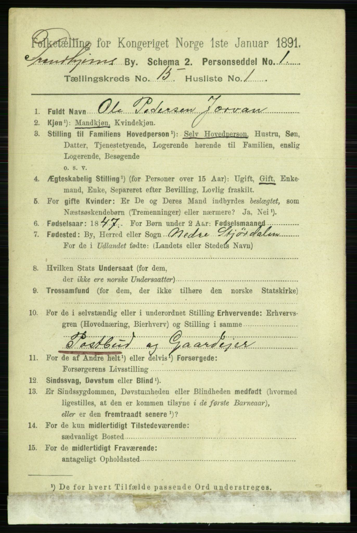 RA, 1891 census for 1601 Trondheim, 1891, p. 11572