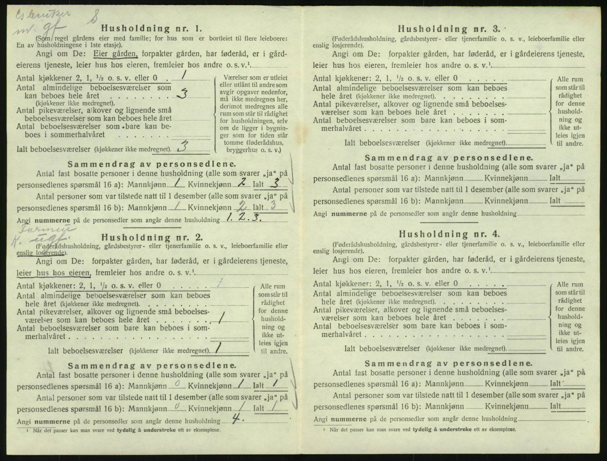 SAK, 1920 census for Vegusdal, 1920, p. 200