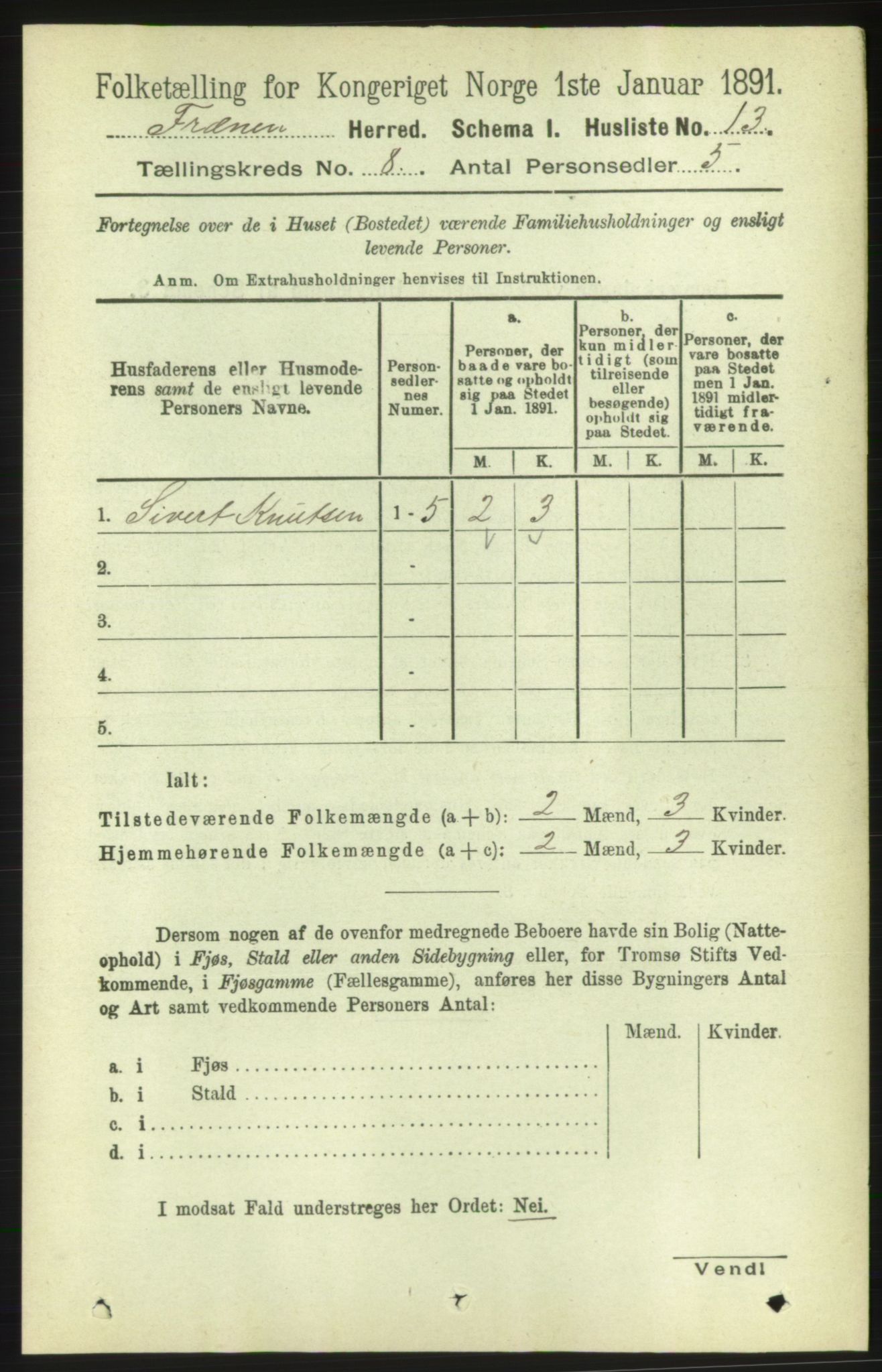 RA, 1891 census for 1548 Fræna, 1891, p. 2622