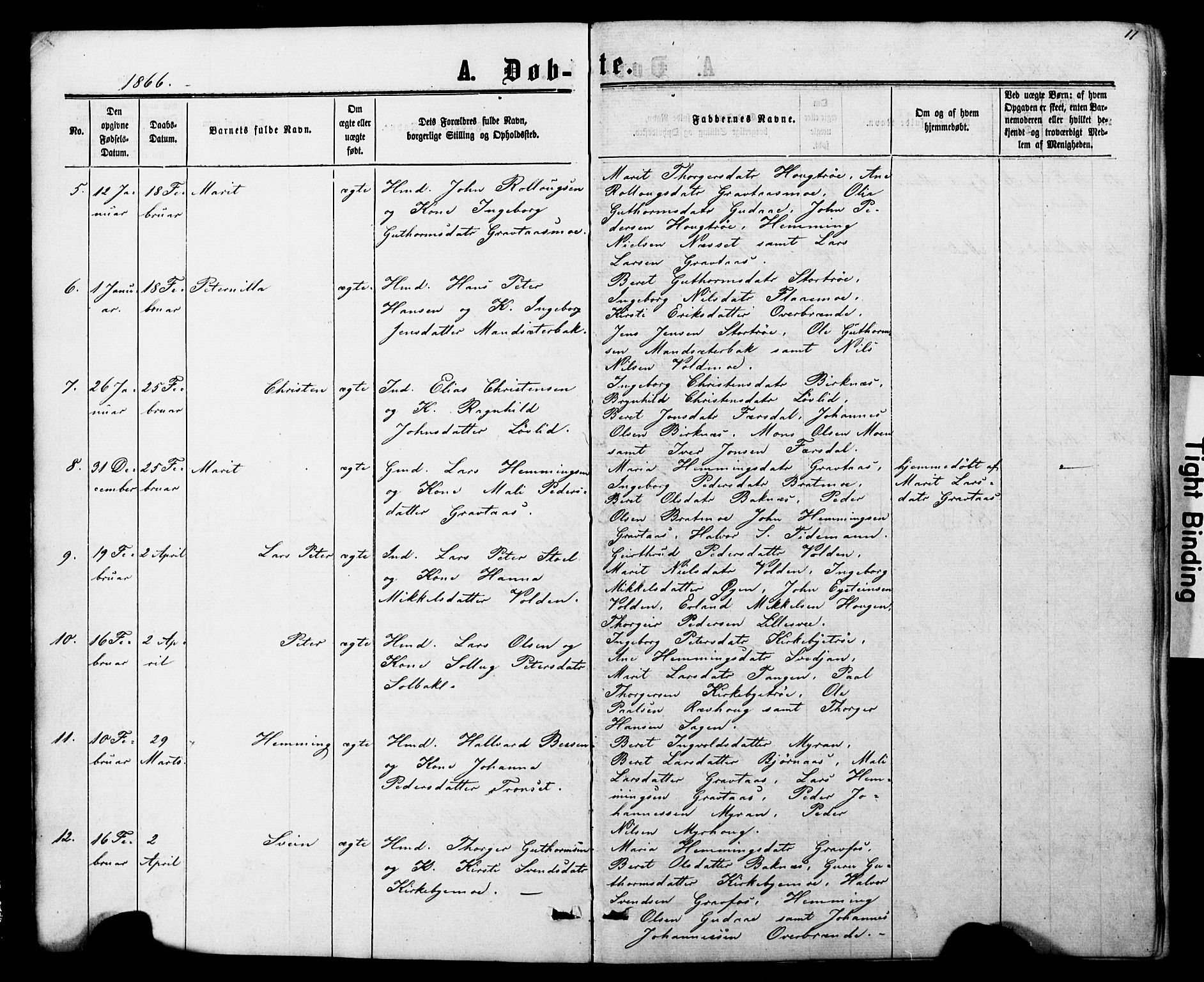 Ministerialprotokoller, klokkerbøker og fødselsregistre - Nord-Trøndelag, SAT/A-1458/706/L0049: Parish register (copy) no. 706C01, 1864-1895, p. 11