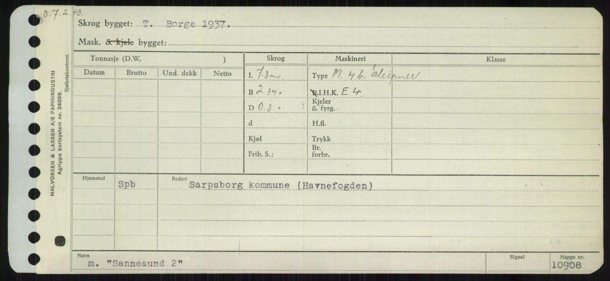 Sjøfartsdirektoratet med forløpere, Skipsmålingen, RA/S-1627/H/Ha/L0005/0001: Fartøy, S-Sven / Fartøy, S-Skji, p. 159