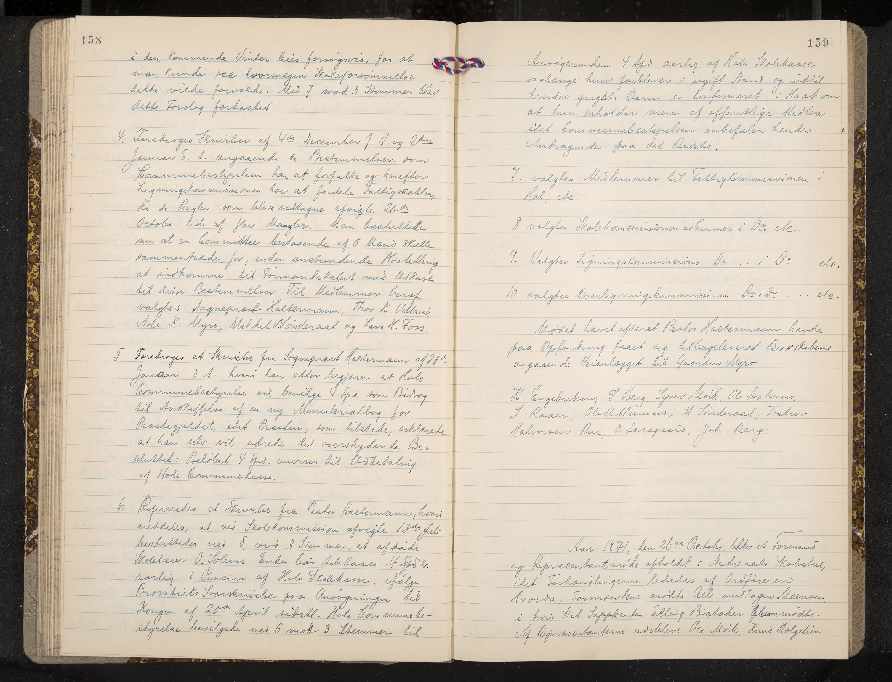 Ål formannskap og sentraladministrasjon, IKAK/0619021/A/Aa/L0003: Utskrift av møtebok, 1864-1880, p. 158-159