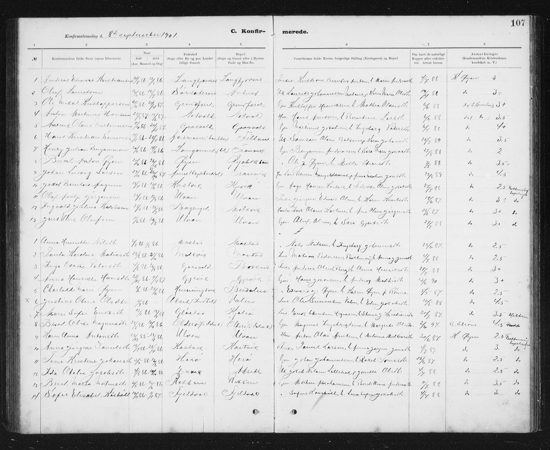 Ministerialprotokoller, klokkerbøker og fødselsregistre - Sør-Trøndelag, SAT/A-1456/637/L0563: Parish register (copy) no. 637C04, 1899-1940, p. 107