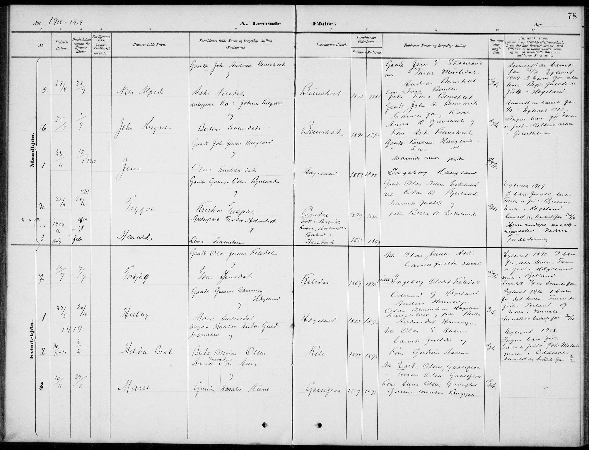 Vennesla sokneprestkontor, AV/SAK-1111-0045/Fb/Fba/L0003: Parish register (copy) no. B 3, 1890-1919, p. 78