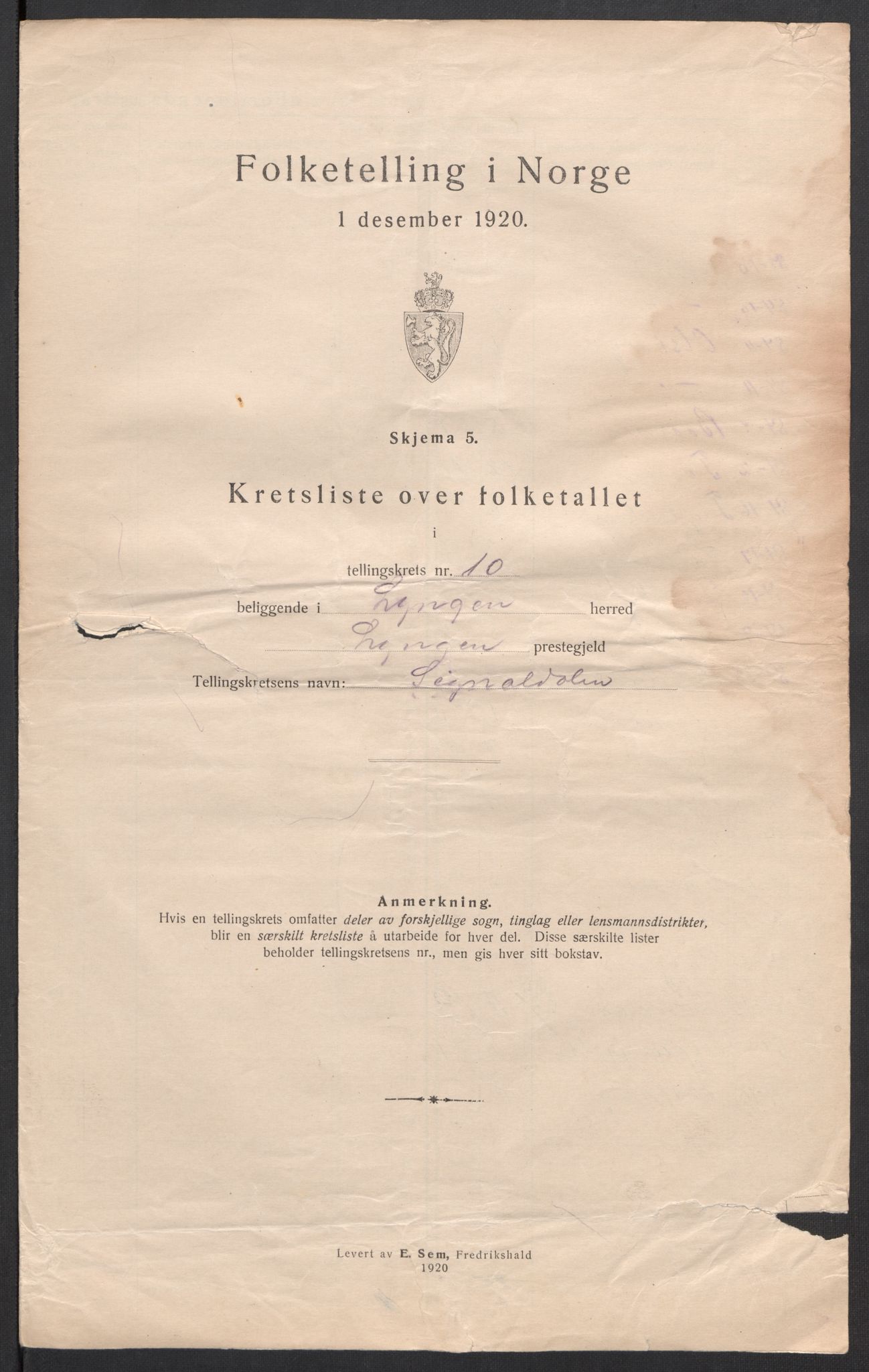 SATØ, 1920 census for Lyngen, 1920, p. 34