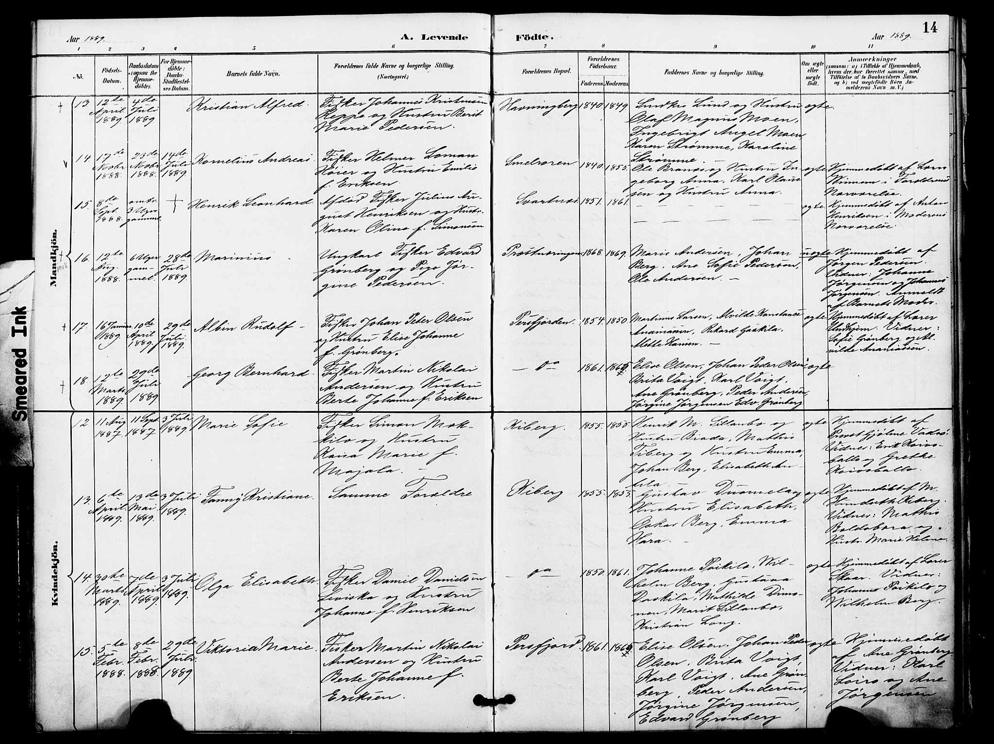 Vardø sokneprestkontor, AV/SATØ-S-1332/H/Ha/L0009kirke: Parish register (official) no. 9, 1887-1898, p. 14