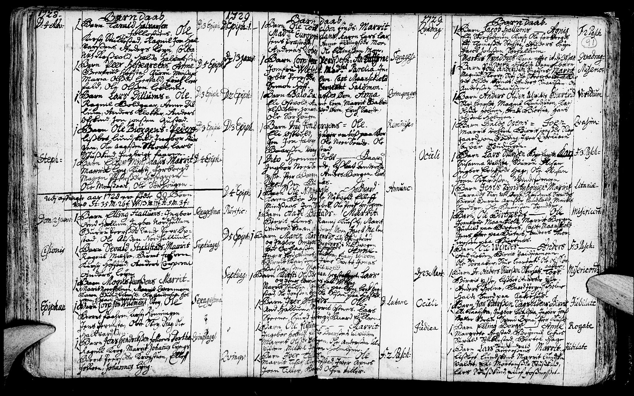 Ministerialprotokoller, klokkerbøker og fødselsregistre - Nord-Trøndelag, SAT/A-1458/723/L0230: Parish register (official) no. 723A01, 1705-1747, p. 91