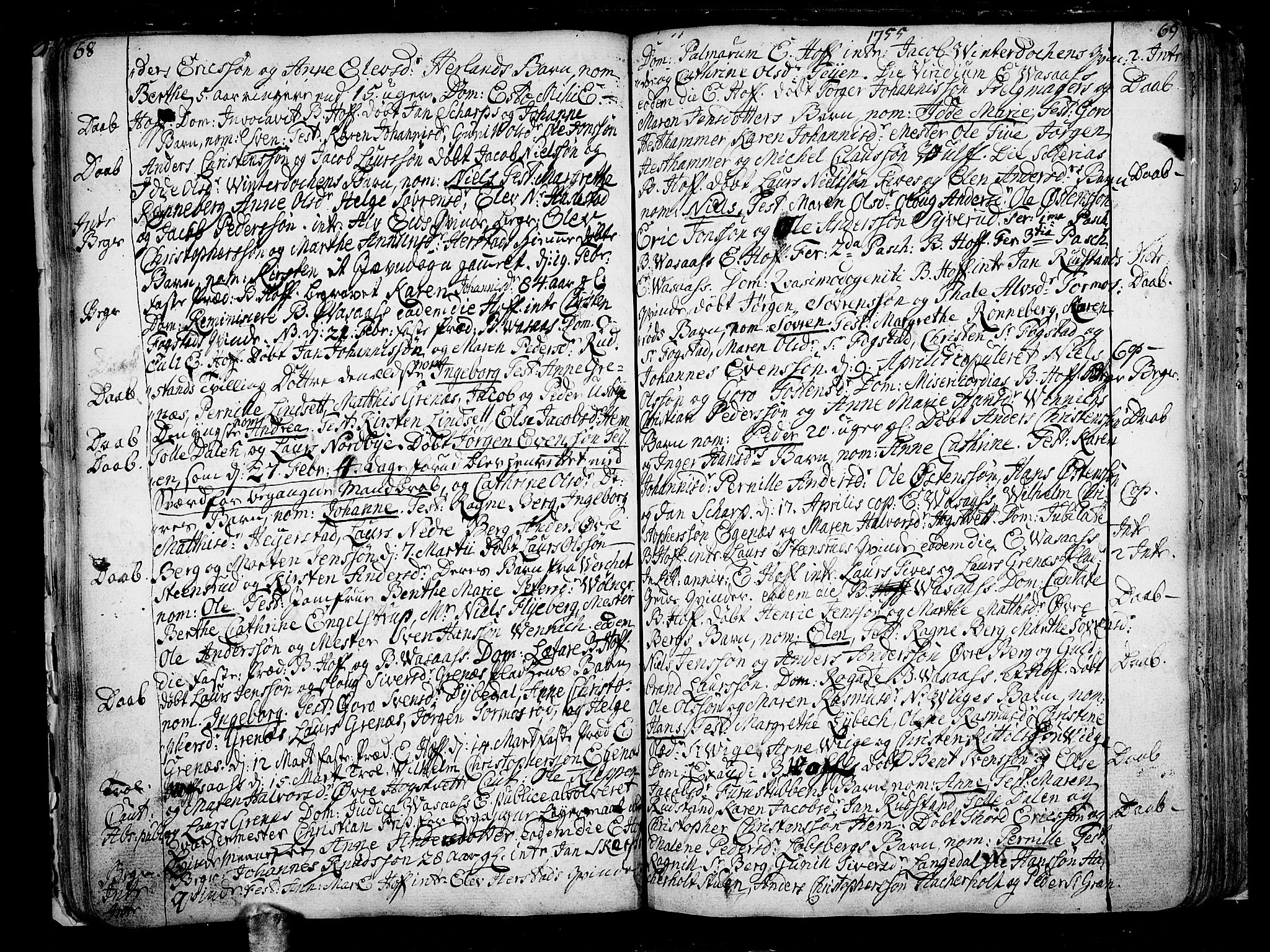 Hof kirkebøker, AV/SAKO-A-64/F/Fa/L0002: Parish register (official) no. I 2, 1746-1781, p. 68-69