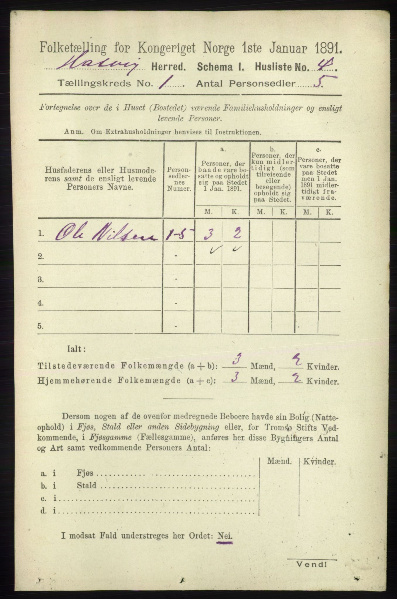 RA, 1891 census for 2015 Hasvik, 1891, p. 24