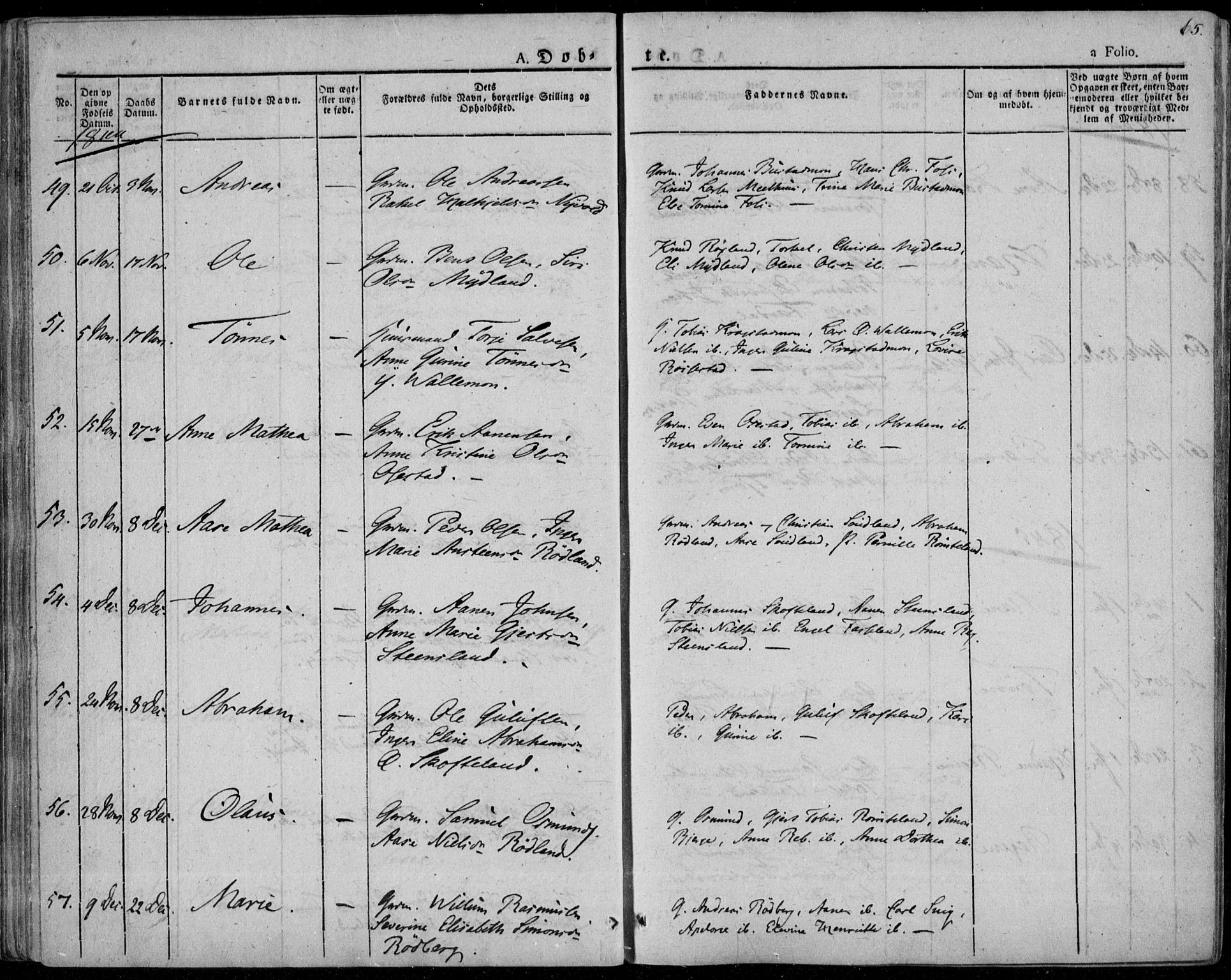 Sør-Audnedal sokneprestkontor, AV/SAK-1111-0039/F/Fa/Fab/L0006: Parish register (official) no. A 6, 1829-1855, p. 65