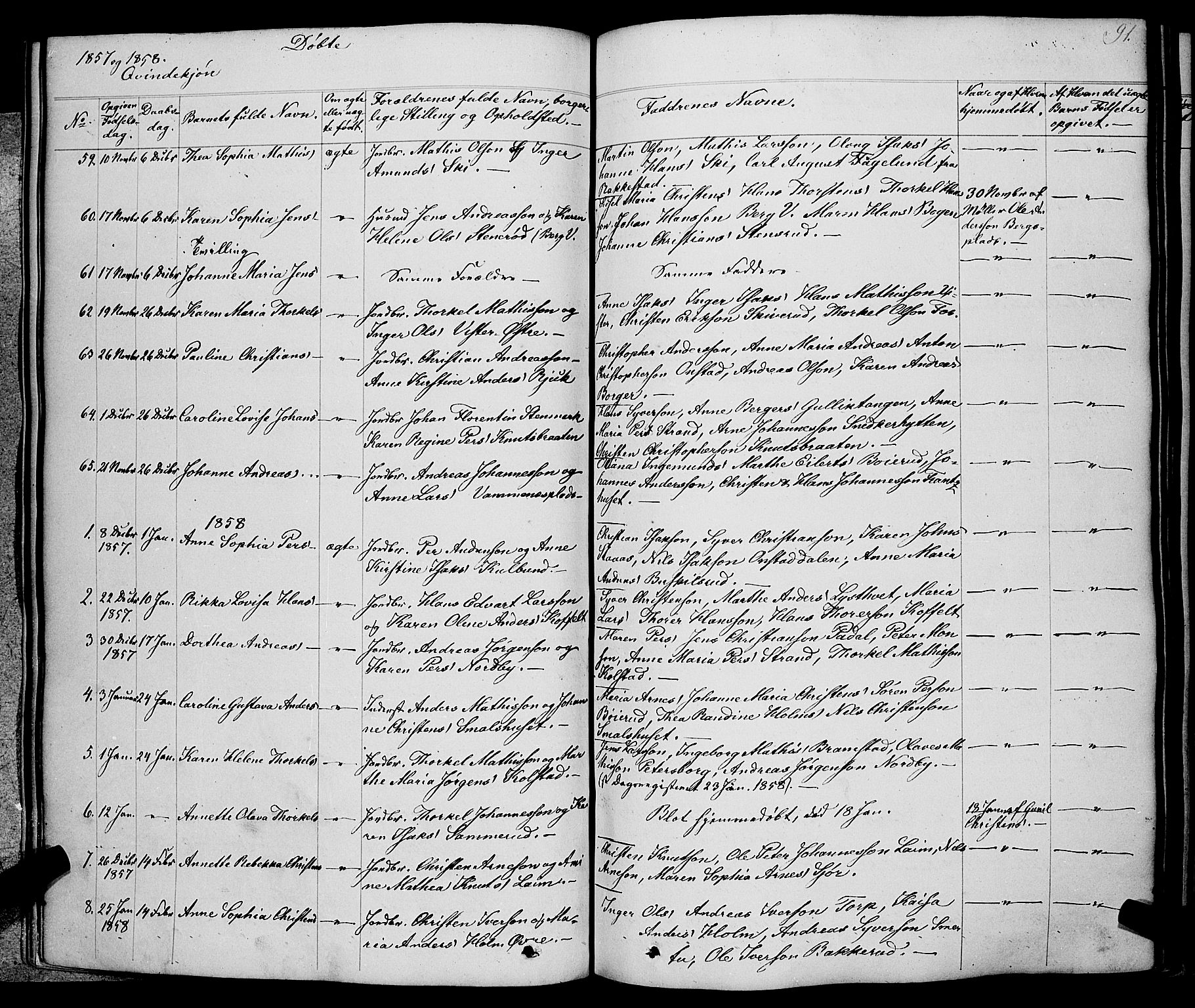 Skiptvet prestekontor Kirkebøker, SAO/A-20009/F/Fa/L0006: Parish register (official) no. 6, 1839-1860, p. 91