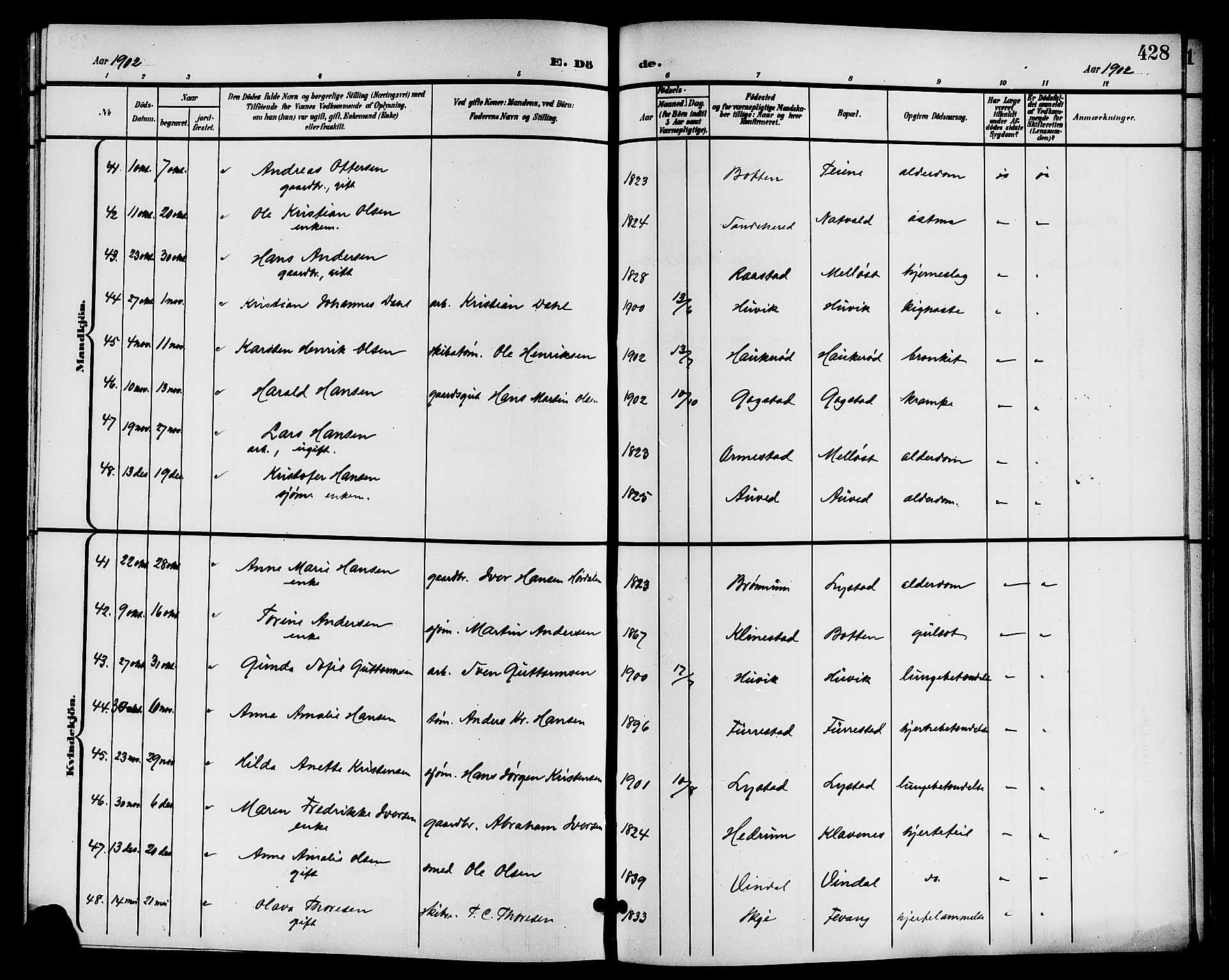 Sandar kirkebøker, AV/SAKO-A-243/G/Ga/L0002: Parish register (copy) no. 2, 1900-1915, p. 428