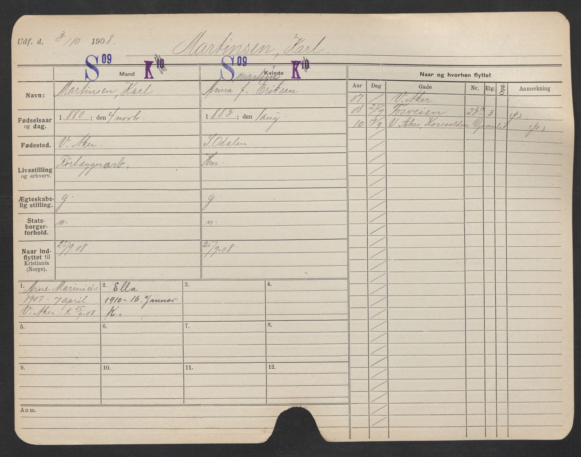 Oslo folkeregister, Registerkort, AV/SAO-A-11715/F/Fa/Fac/L0007: Menn, 1906-1914, p. 575a