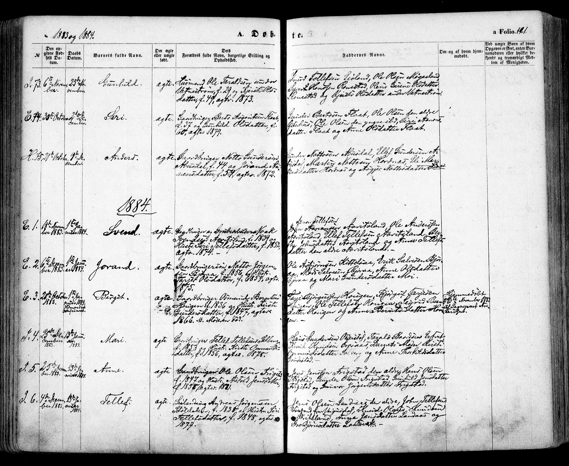 Evje sokneprestkontor, AV/SAK-1111-0008/F/Fa/Faa/L0006: Parish register (official) no. A 6, 1866-1884, p. 121