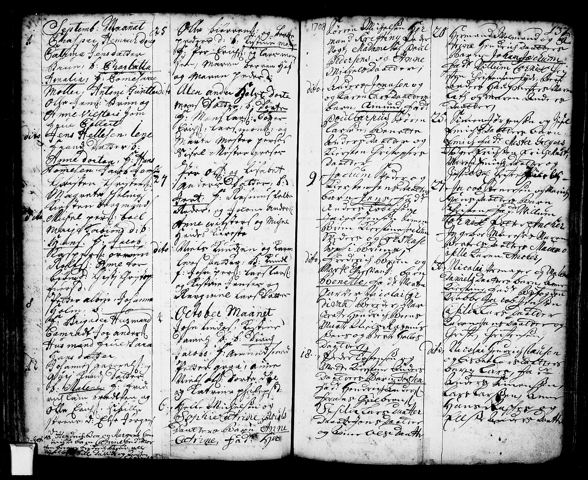 Oslo domkirke Kirkebøker, AV/SAO-A-10752/F/Fa/L0002: Parish register (official) no. 2, 1705-1730, p. 137