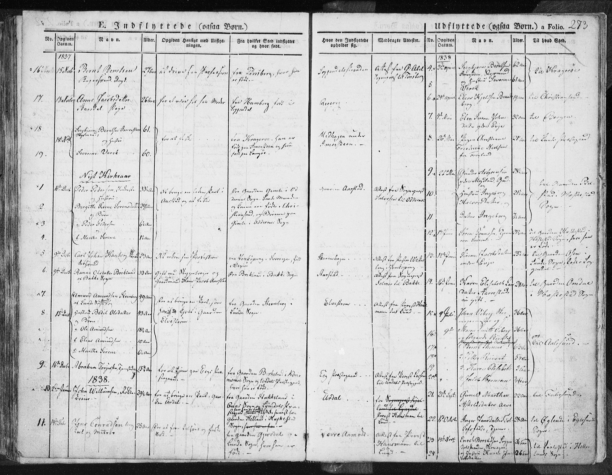 Sokndal sokneprestkontor, AV/SAST-A-101808: Parish register (official) no. A 7.1, 1826-1842, p. 273
