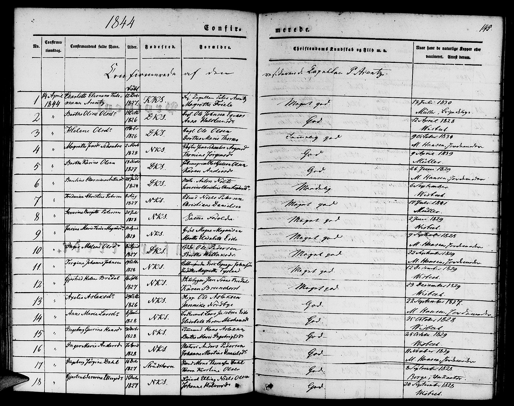 Nykirken Sokneprestembete, SAB/A-77101/H/Hab: Parish register (copy) no. C 1, 1844-1871, p. 145