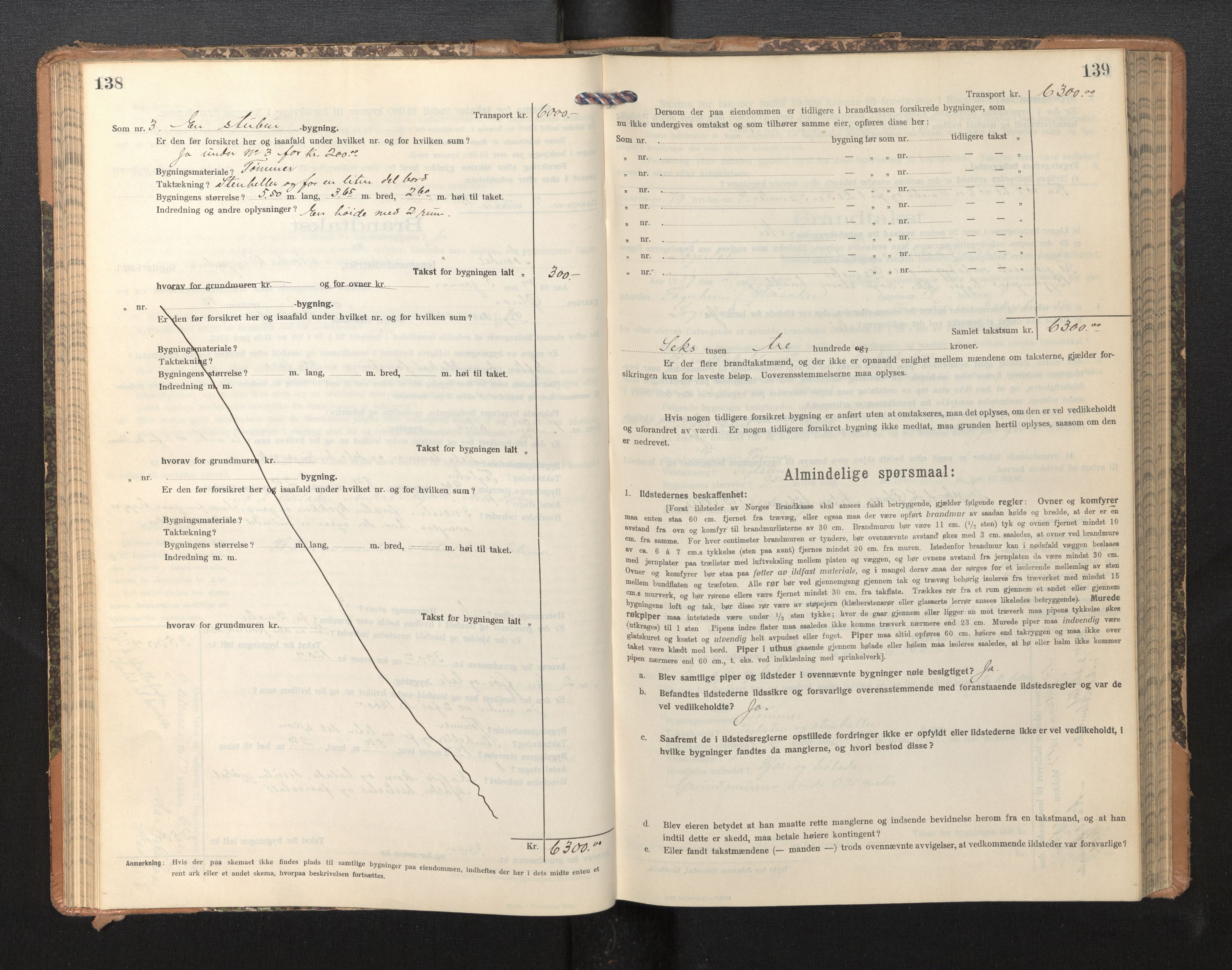 Lensmannen i Sogndal, AV/SAB-A-29901/0012/L0011: Branntakstprotokoll, skjematakst, 1914-1922, p. 138-139