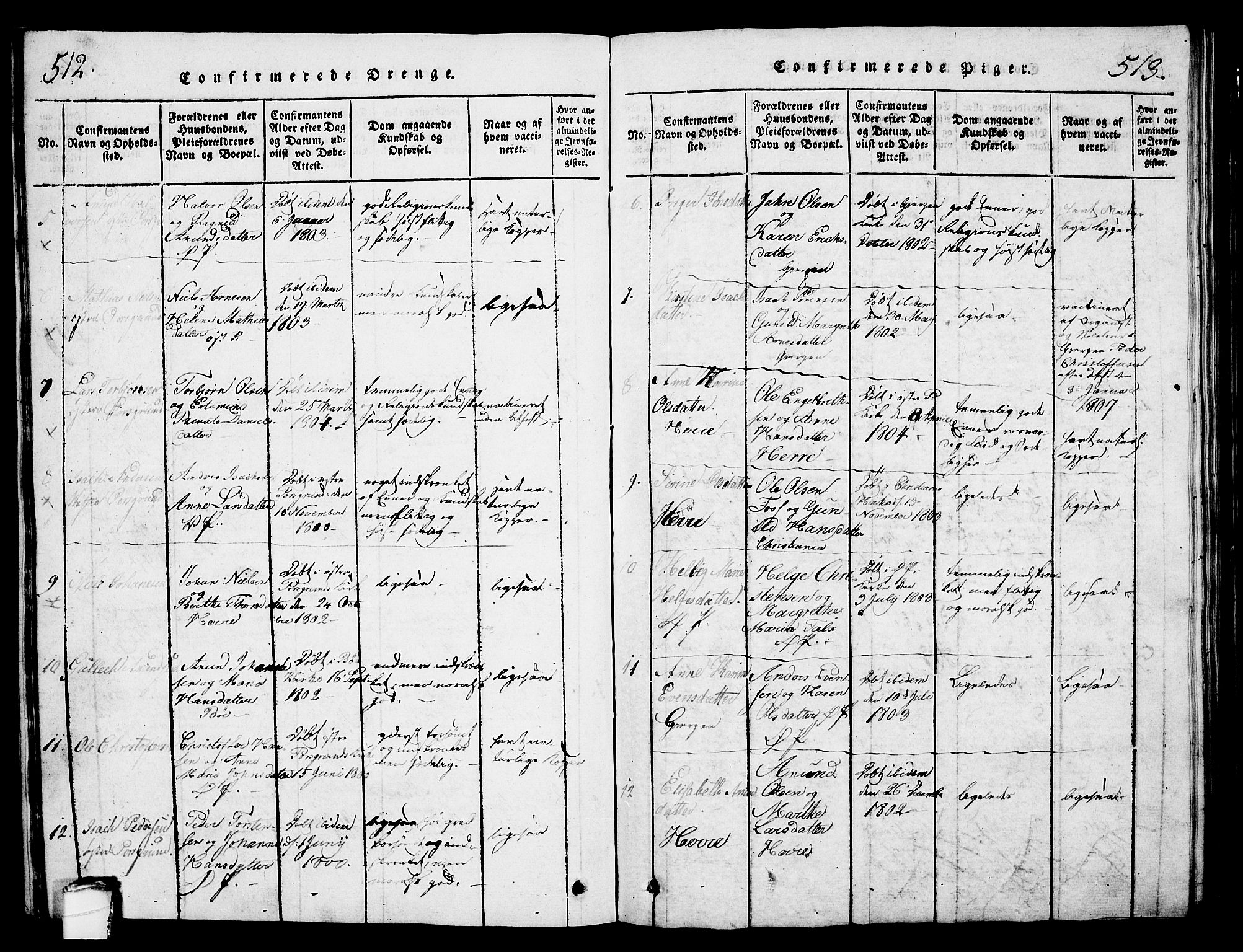 Porsgrunn kirkebøker , SAKO/A-104/G/Gb/L0001: Parish register (copy) no. II 1, 1817-1828, p. 512-513